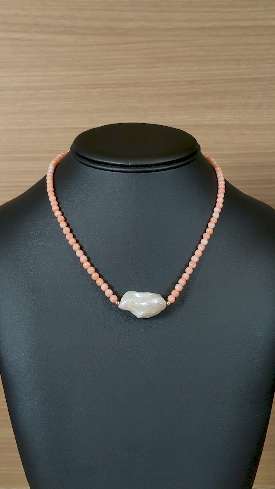 30.71 Ct. Pearl Coral Multi Stone Necklace, 18K Yellow Gold Size Video