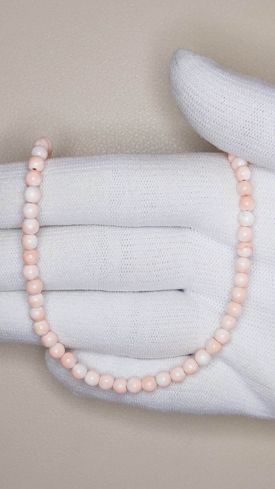 43.97 Ct. Coral Antique Style Necklace, 18K White Gold Size Video