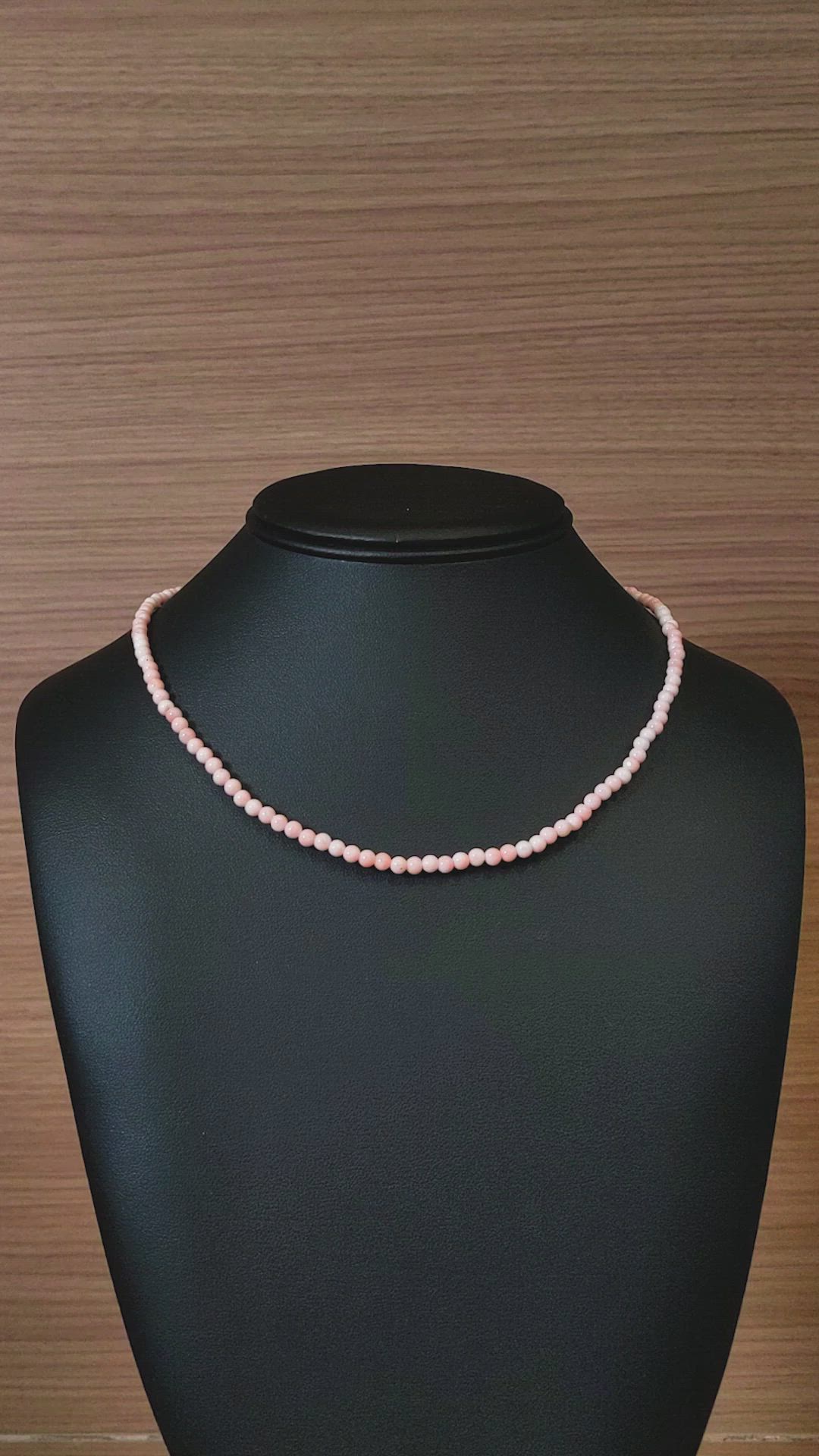 43.97 Ct. Coral Antique Style Necklace, 18K White Gold Size Video