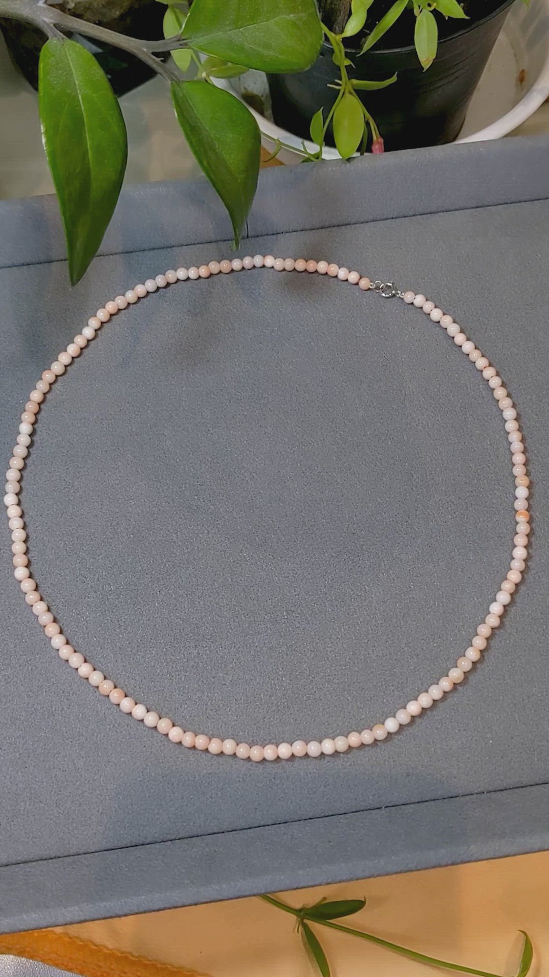 45.52 Ct. Coral Multi Stone Necklace, 18K White Gold Size Video