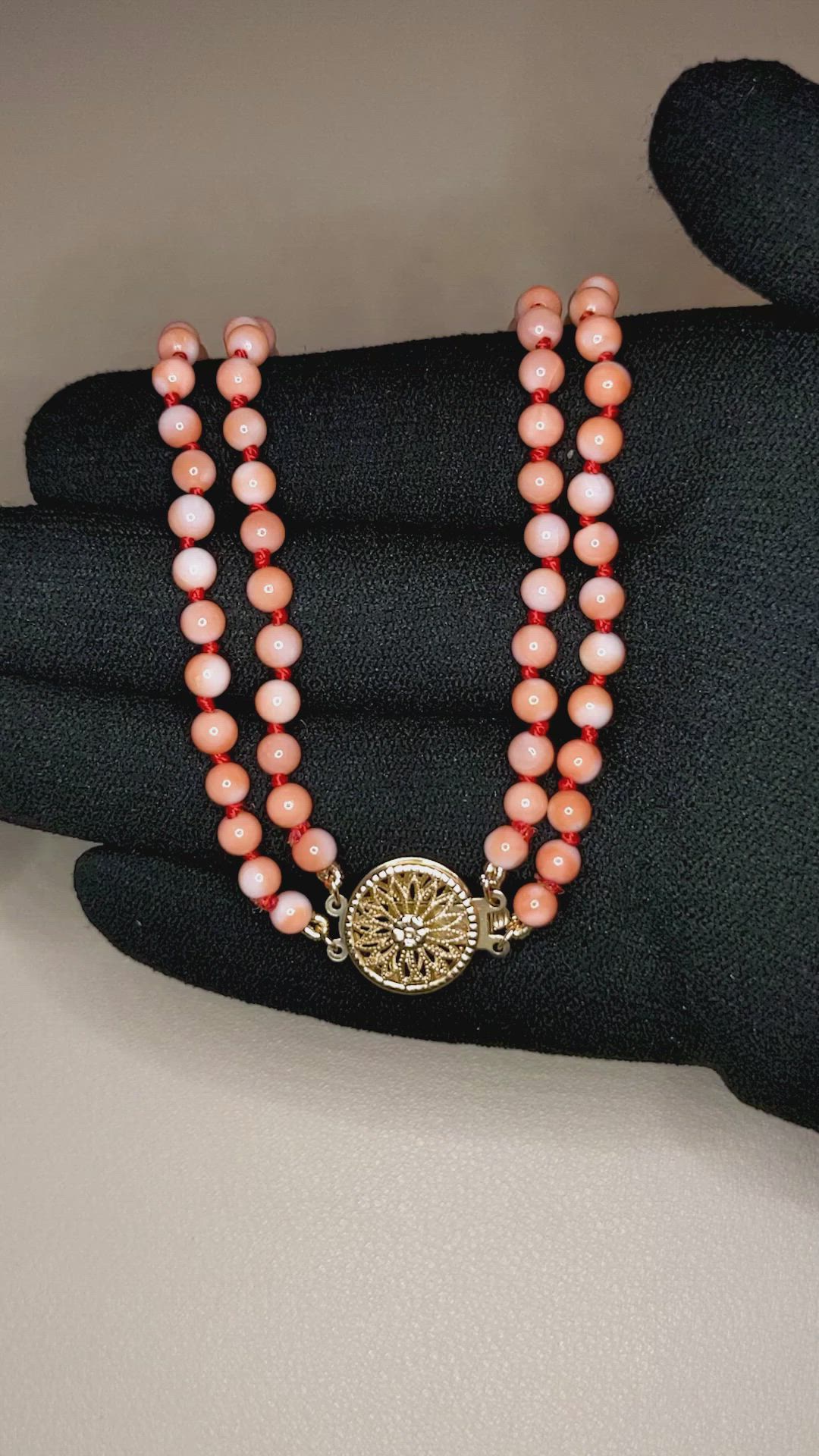 110.15 Ct. Coral Multi Stone Necklace, 14K Yellow Gold Size Video