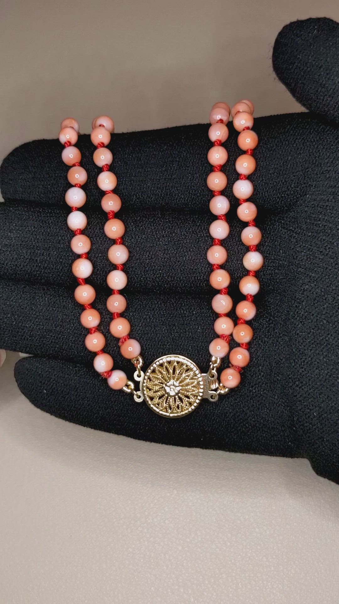 110.15 Ct. Coral Multi Stone Necklace, 14K Yellow Gold Size Video