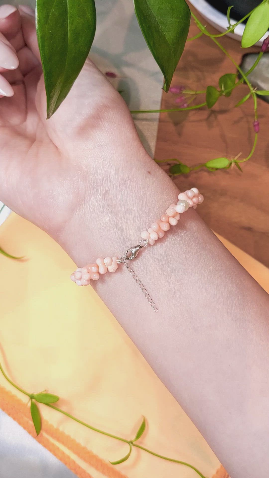 39.70 Ct.Tw. Coral Pearl Tennis/Riviere Bracelet, 18K White Gold Size Video