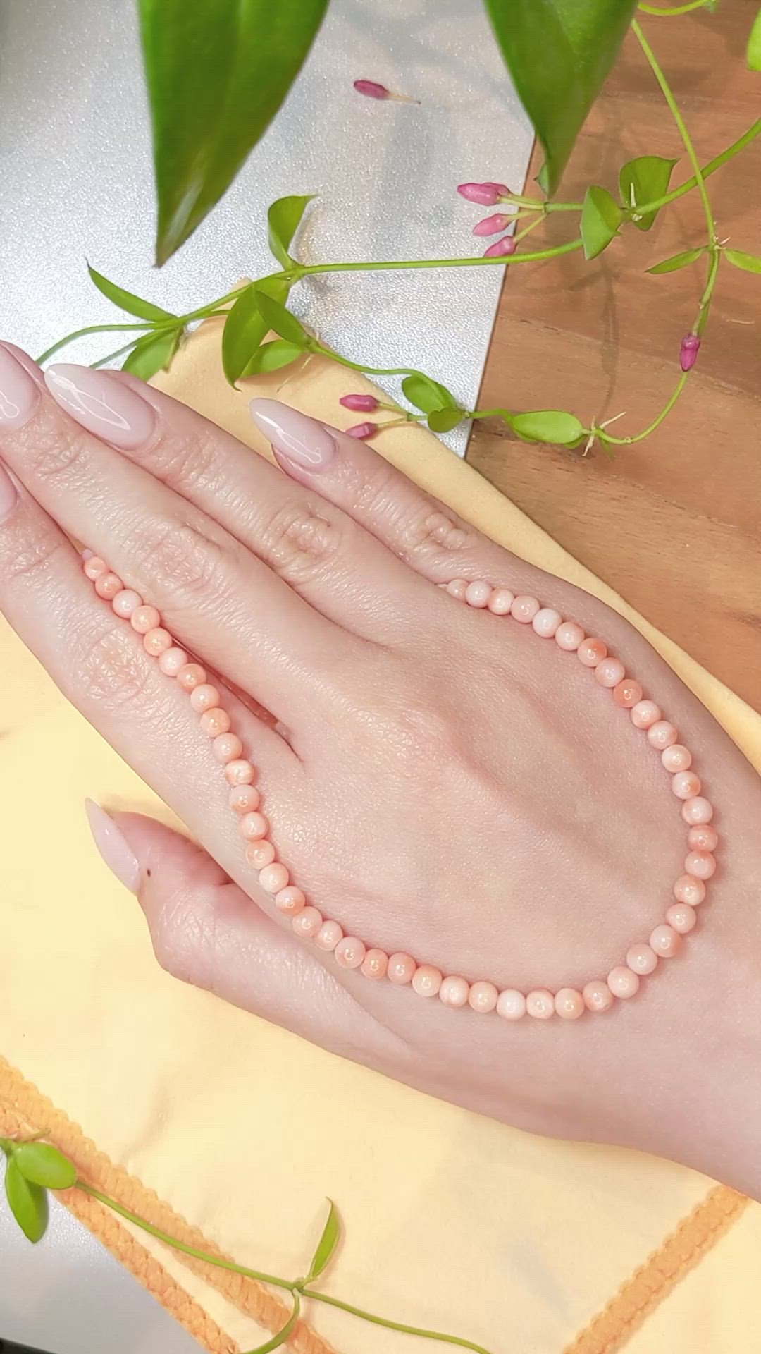 60.74 Ct. Coral Multi Stone Necklace, 18K White Gold Size Video