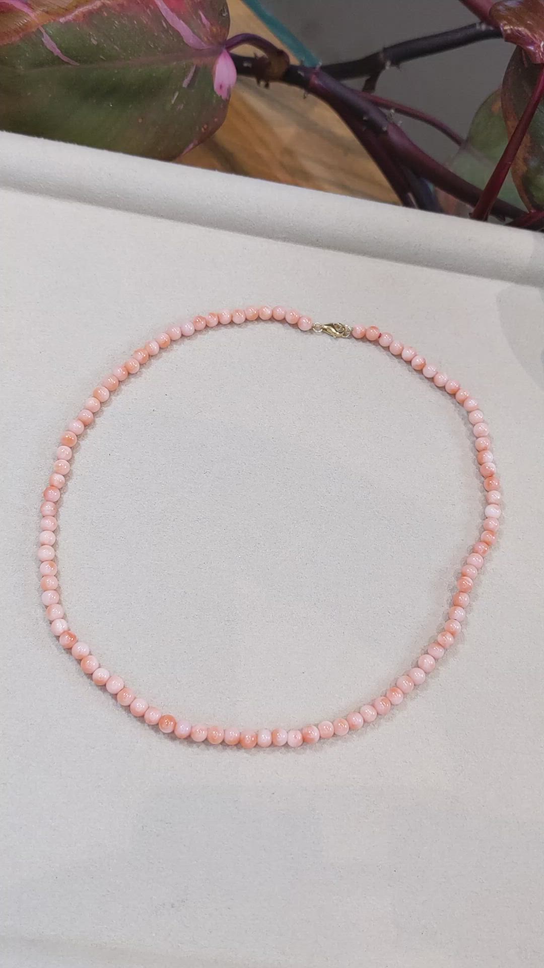 61.91 Ct. Coral Multi Stone Necklace, 18K Yellow Gold Size Video