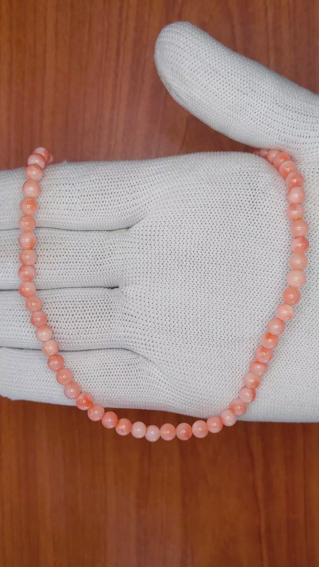 61.29 Ct. Coral Multi Stone Necklace, 18K Yellow Gold Size Video