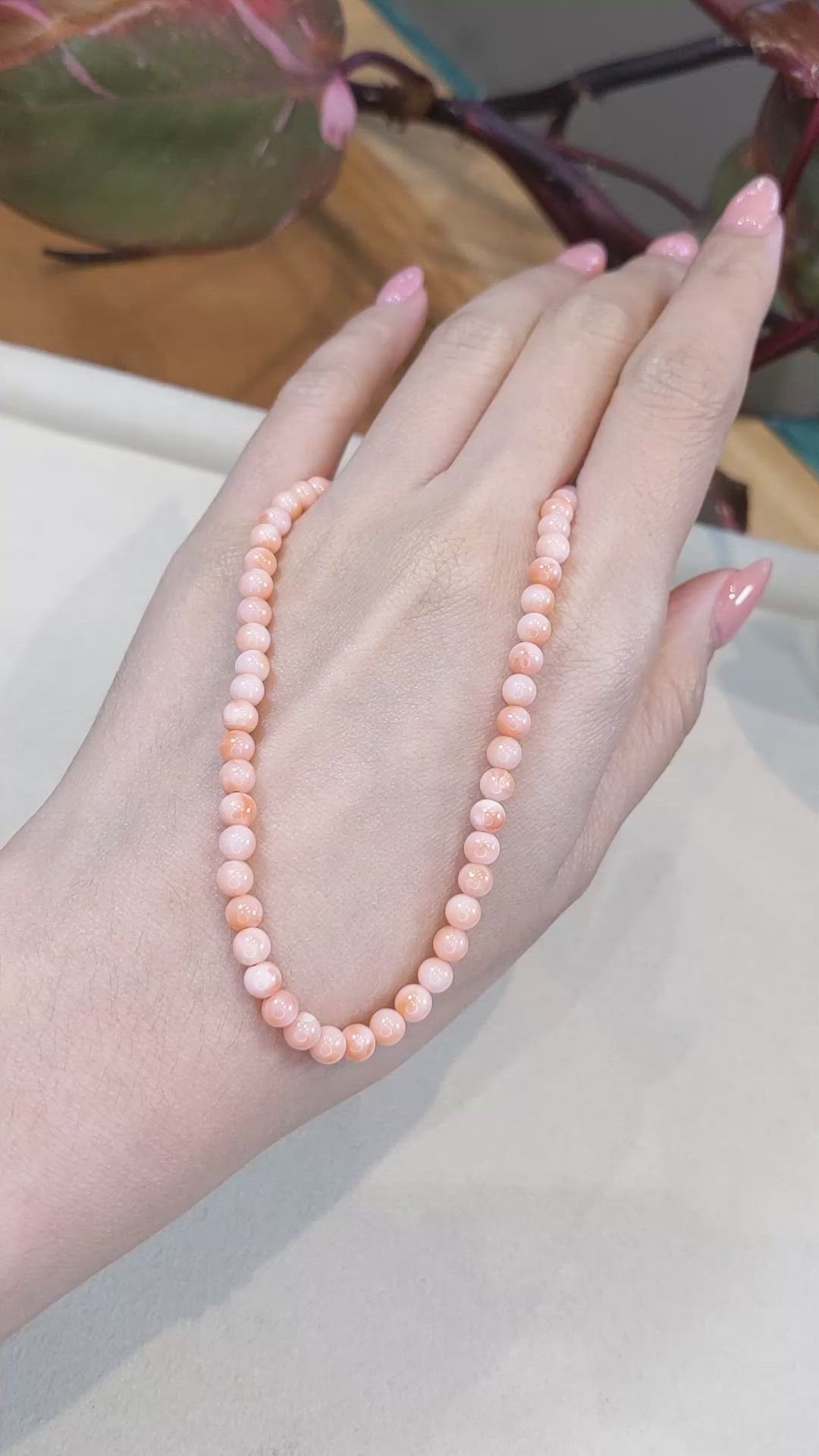 61.06 Ct. Coral Multi Stone Necklace, 18K Yellow Gold Size Video