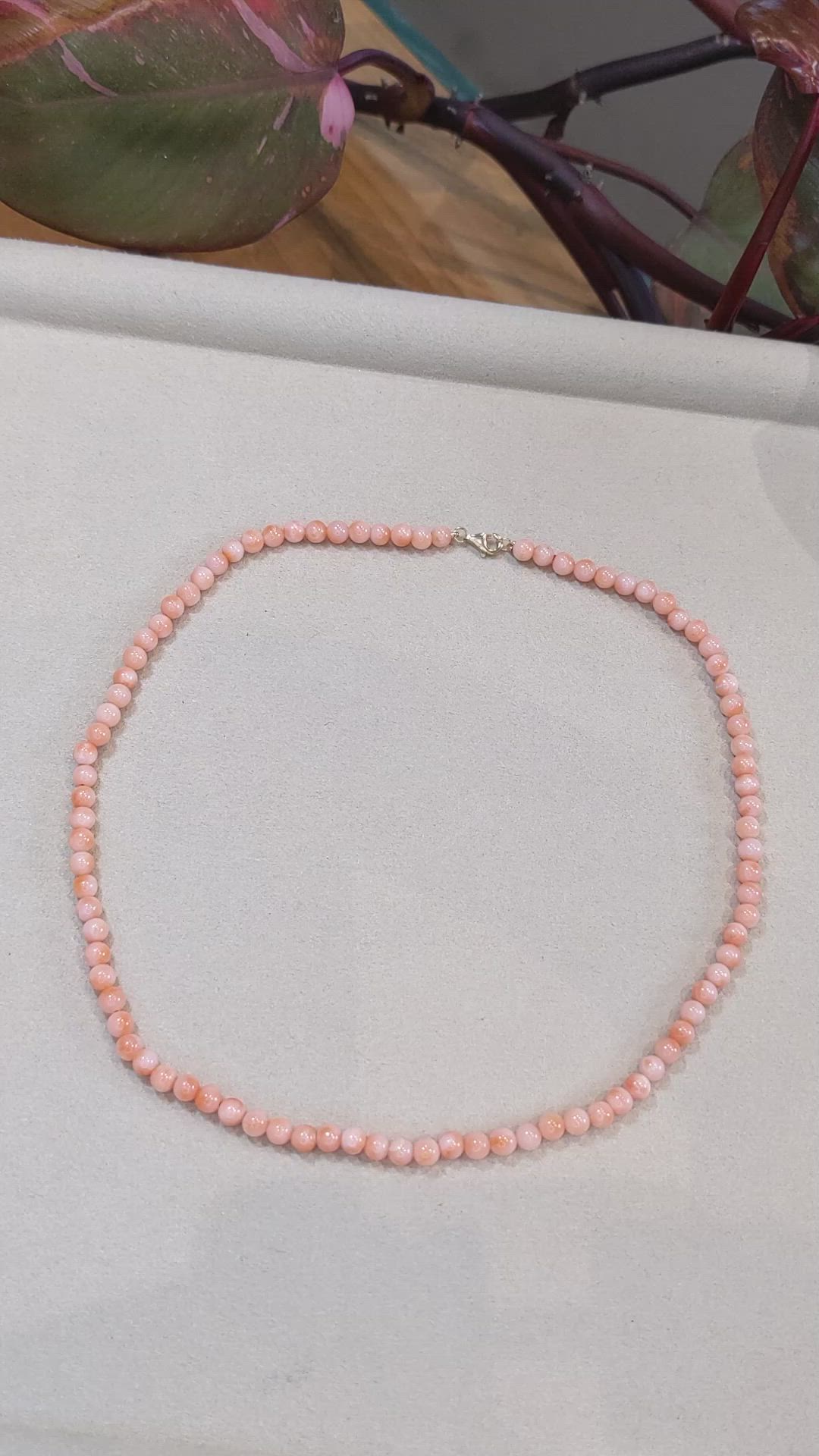 61.06 Ct. Coral Multi Stone Necklace, 18K Yellow Gold Size Video