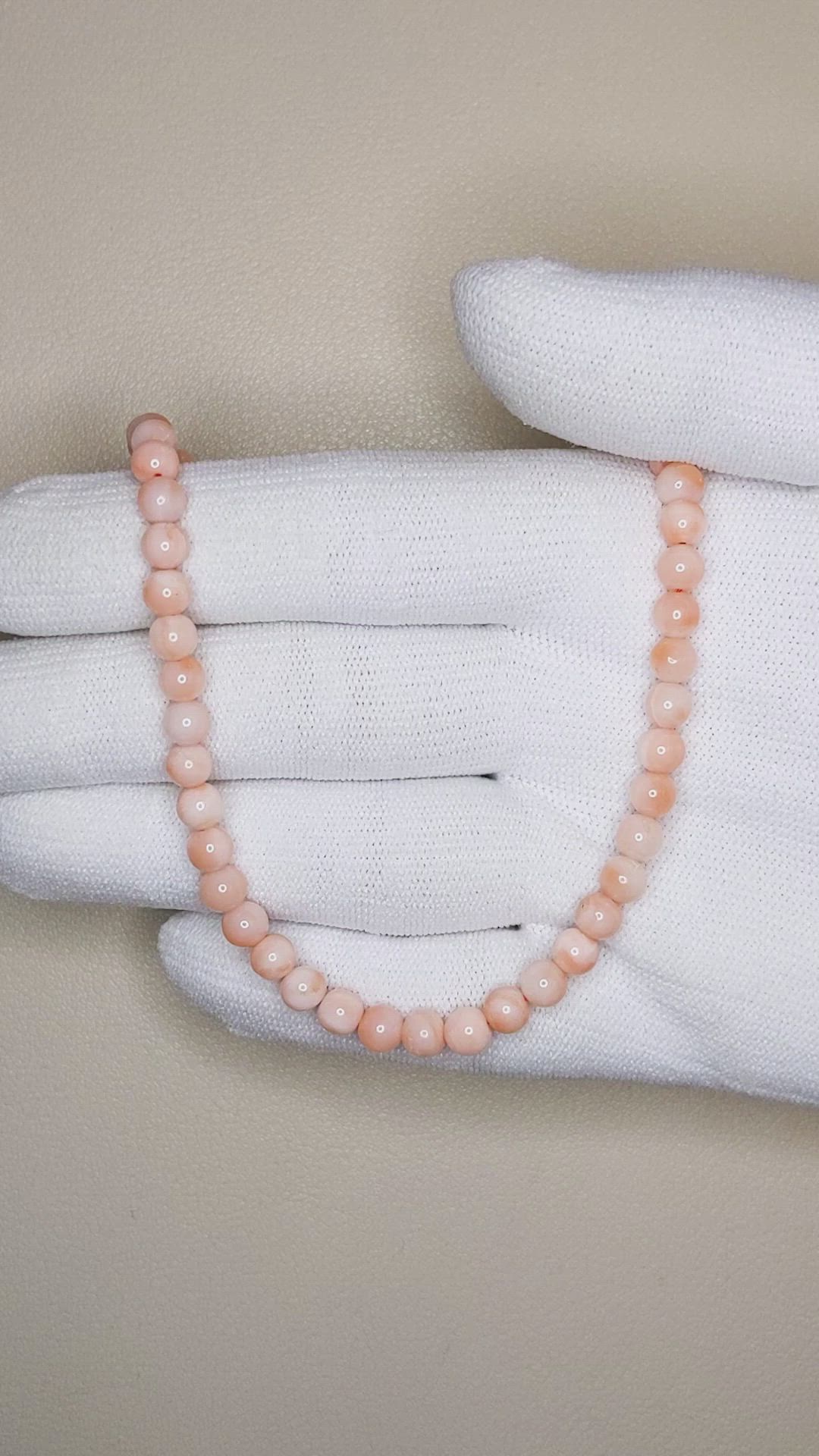 61.00 Ct. Coral Multi Stone Necklace, 18K White Gold Size Video