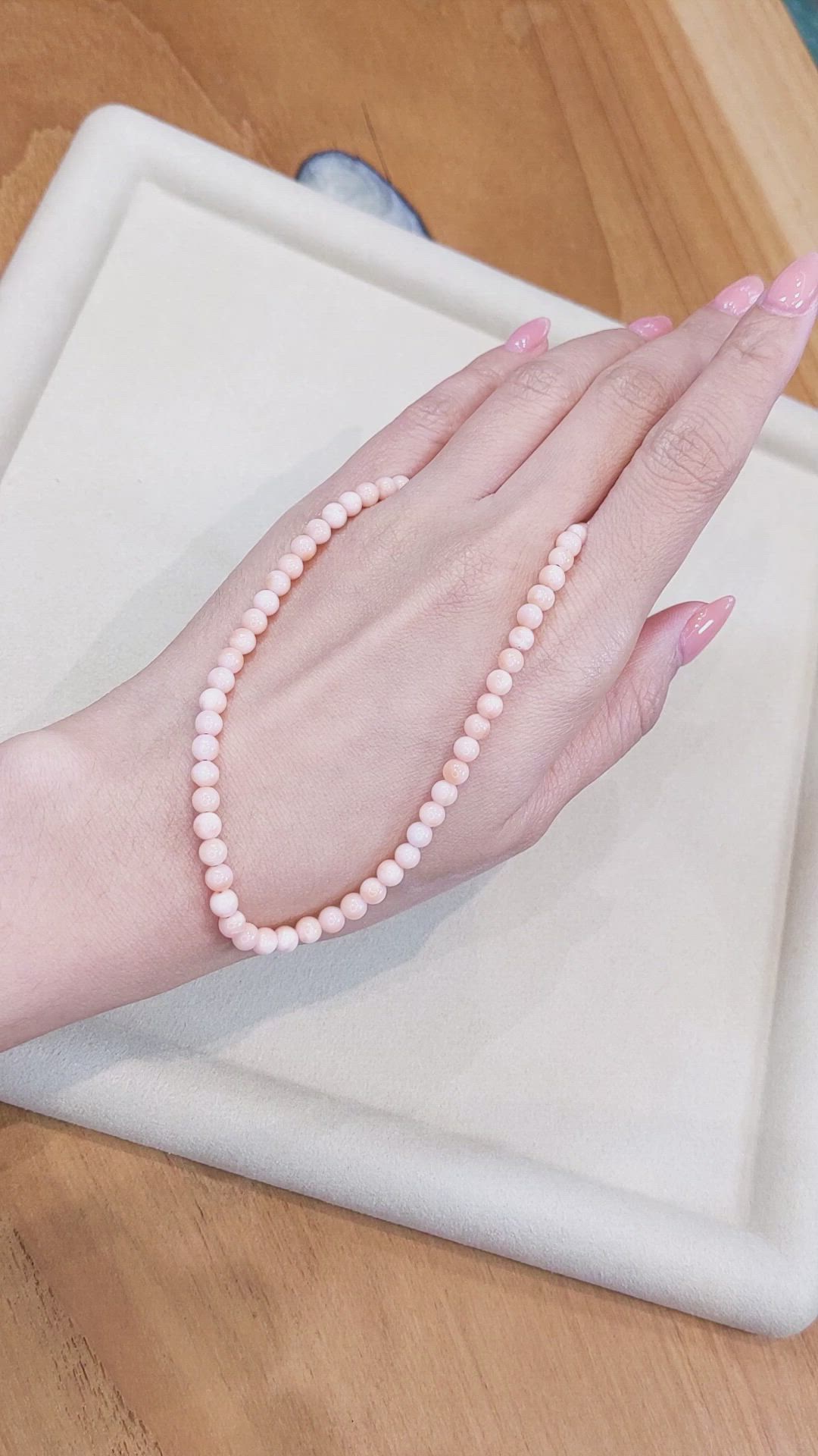 61.00 Ct. Coral Multi Stone Necklace, 18K White Gold Size Video