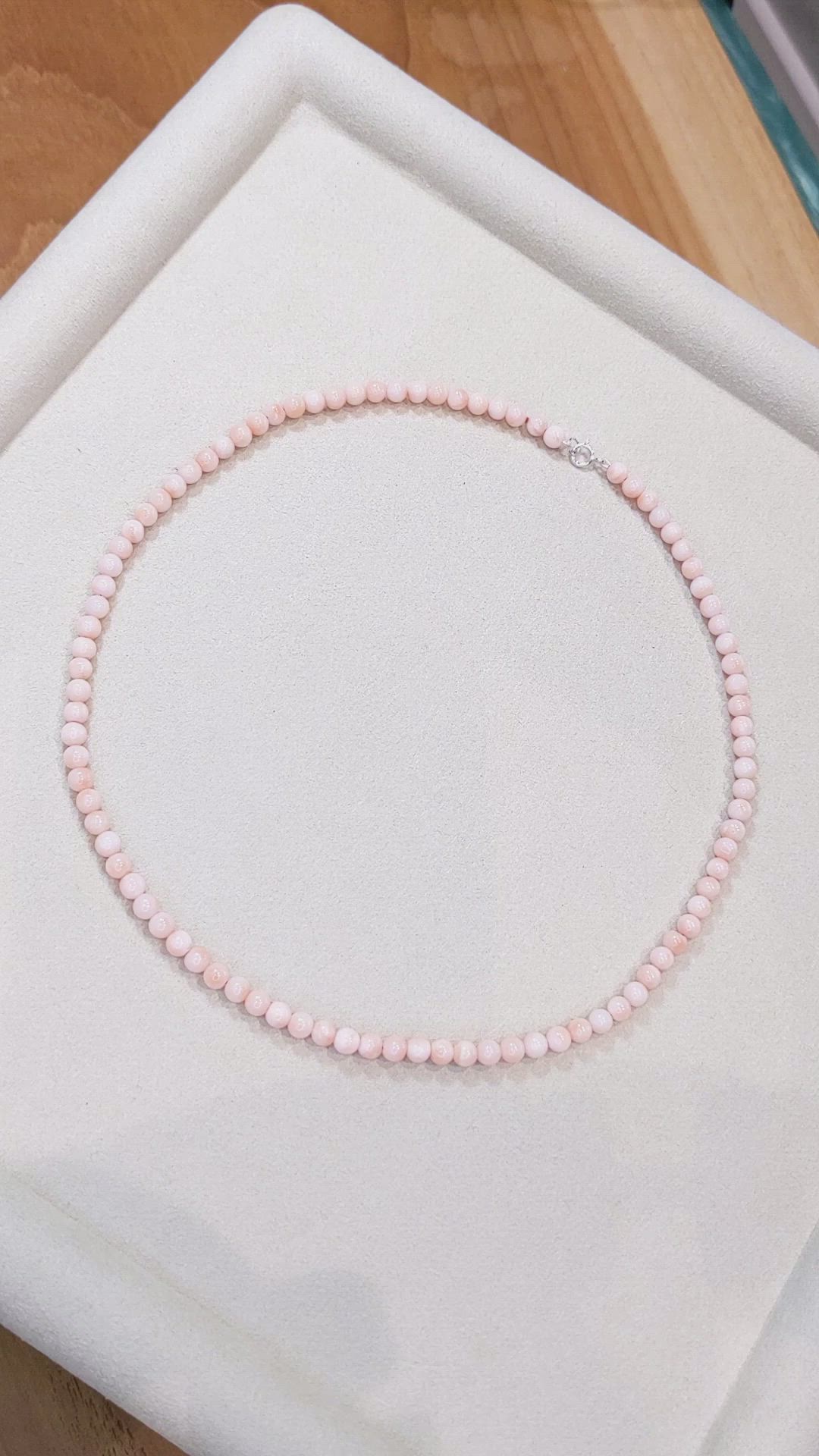 61.00 Ct. Coral Multi Stone Necklace, 18K White Gold Size Video