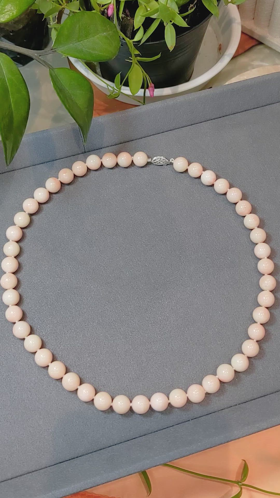 256.84 Ct. Coral Multi Stone Necklace, 18K White Gold Size Video