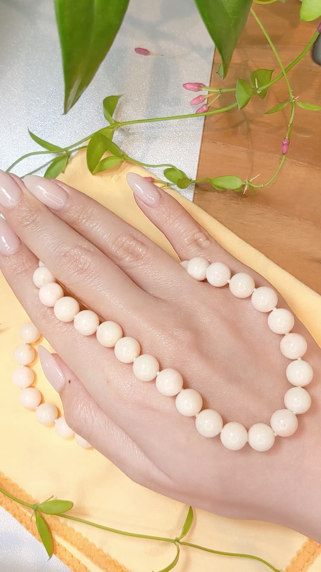 256.84 Ct. Coral Multi Stone Necklace, 18K White Gold Size Video