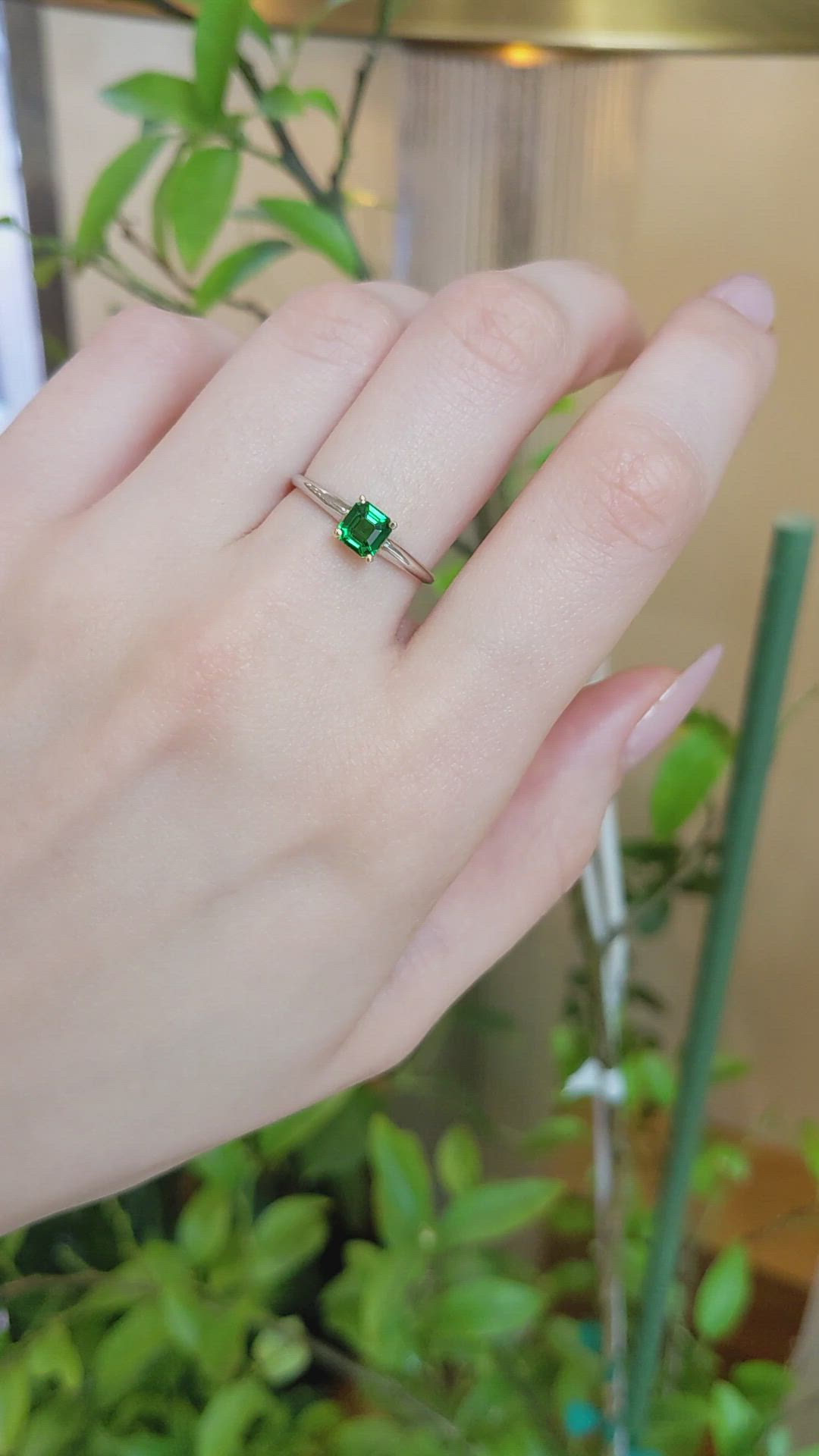 0.70 Ct. Green Tsavorite Garnet Solitaire Ring, 14K Yellow & White Size Video