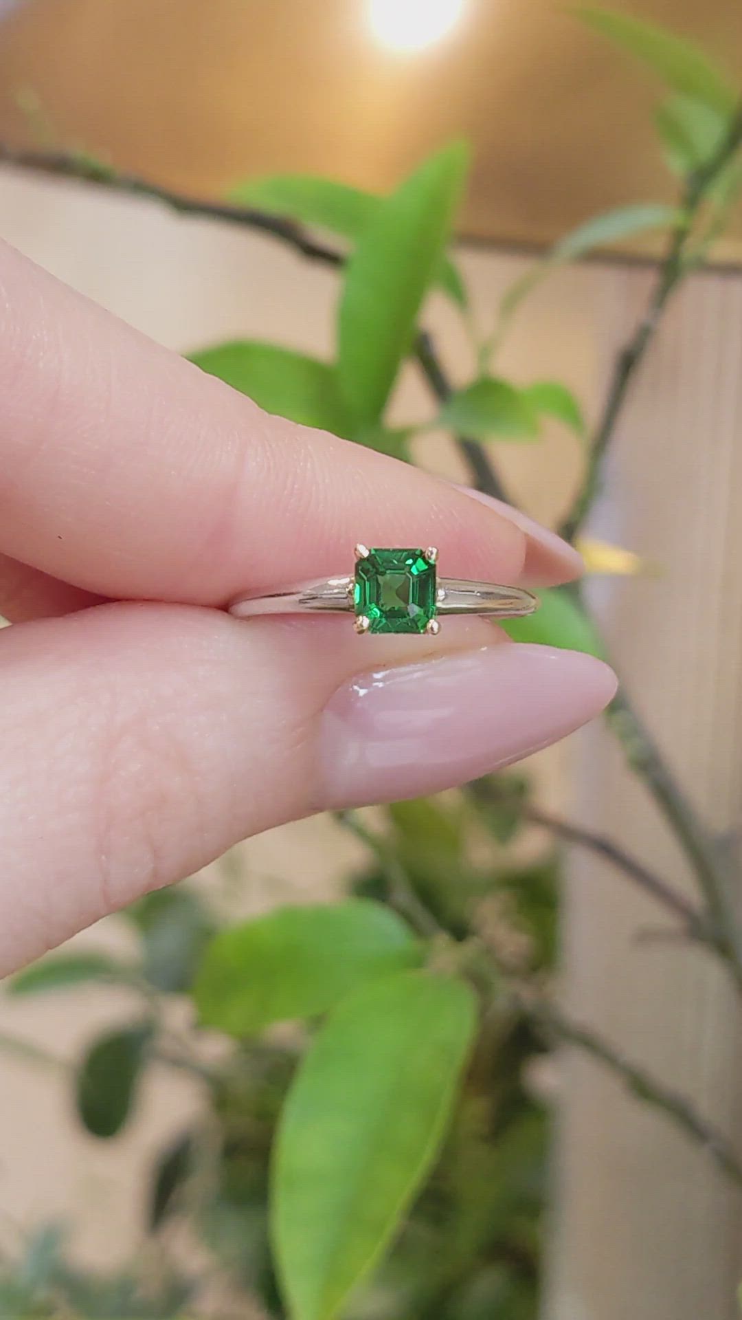 0.70 Ct. Green Tsavorite Garnet Solitaire Ring, 14K Yellow & White Size Video