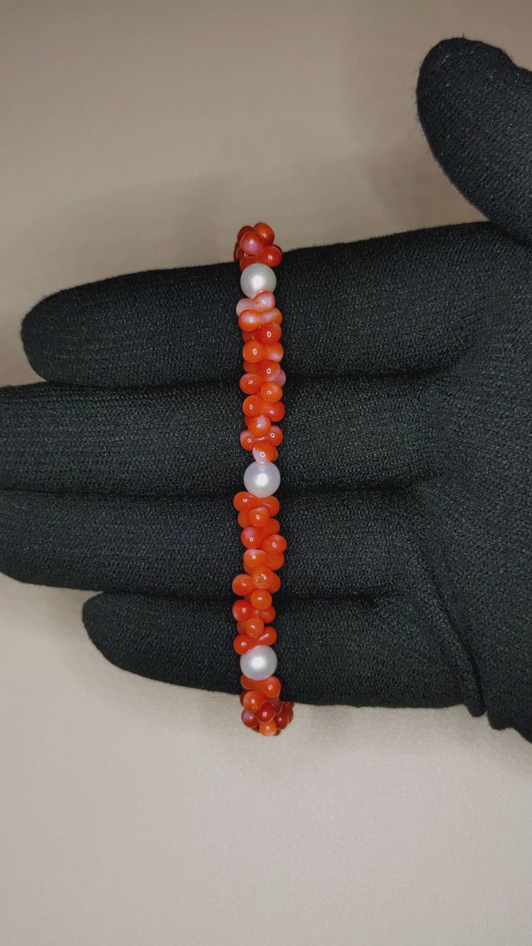 33.25 Ct.Tw. Coral Pearl Tennis/Riviere Bracelet, 18K White Gold Size Video