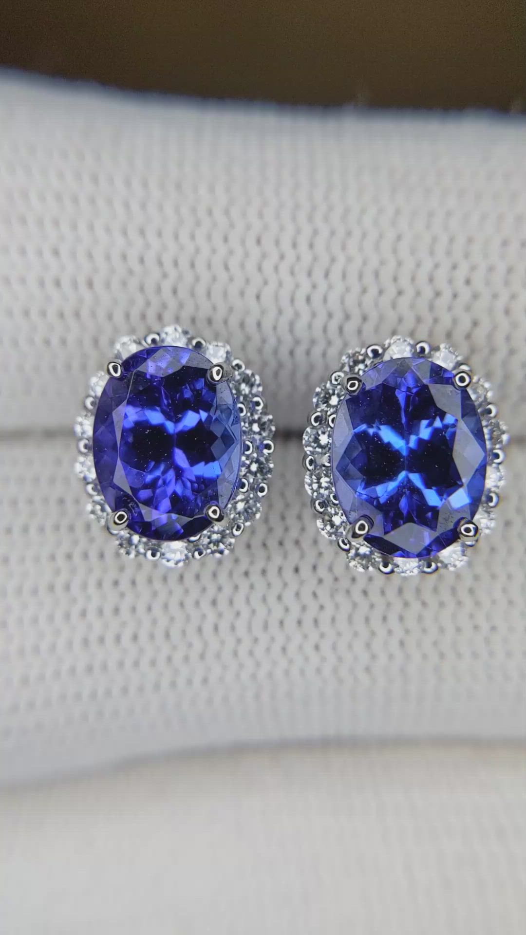 2.05 Ct.Tw. Tanzanite Natural Diamond Studs Earrings, 14K White Gold Size Video