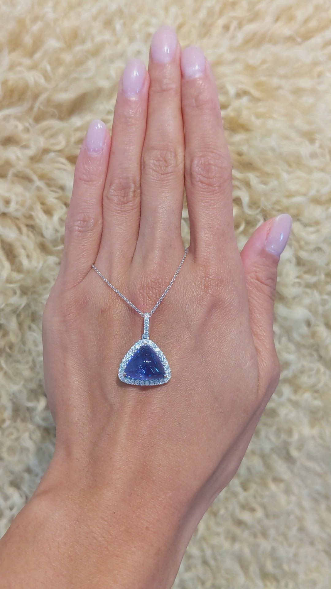 9.50 Ct. Tanzanite Natural Diamond Pave Pendant, 14K White Gold Size Video