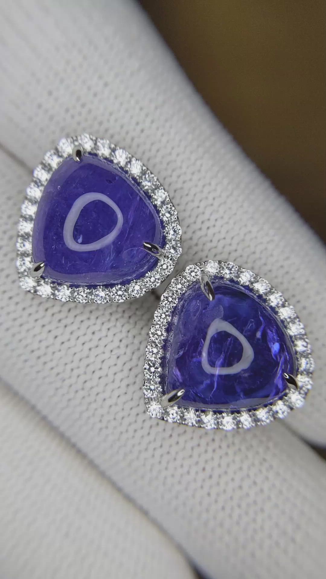 14.89 Ct.Tw. Tanzanite Natural Diamond Studs Earrings, 14K White Gold Size Video