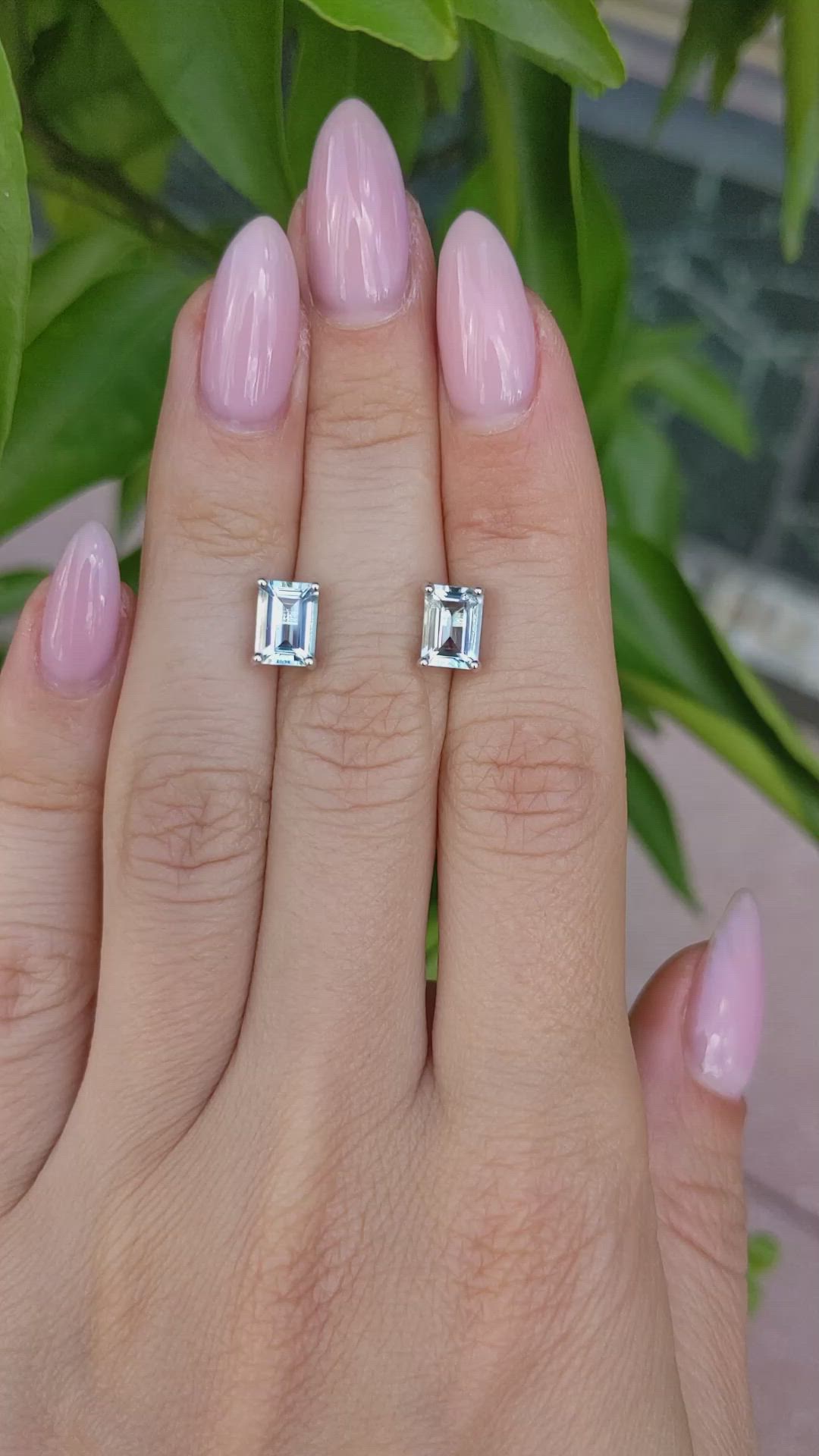 1.70 Ct.Tw.Total Carat Weight Aquamarine Studs Earrings, 14K White Gold Size Video