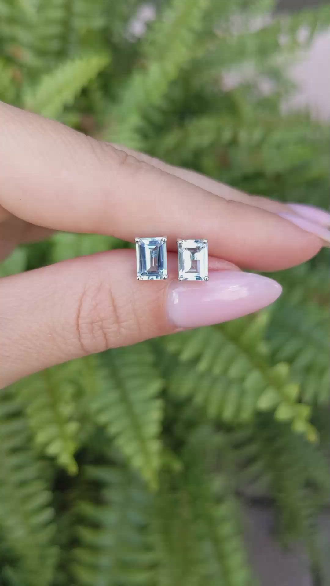 1.70 Ct.Tw.Total Carat Weight Aquamarine Studs Earrings, 14K White Gold Size Video
