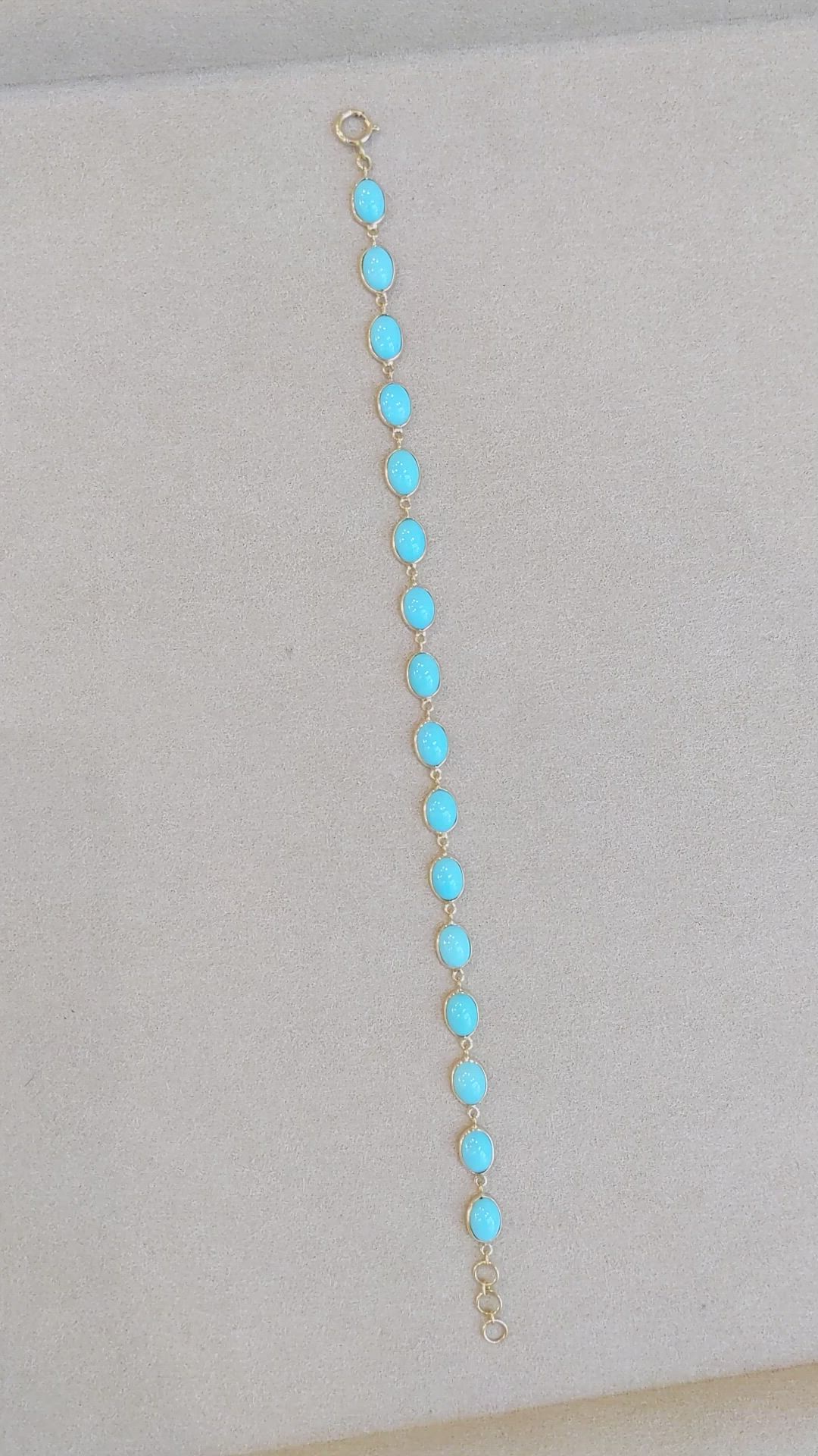 10.65 Ct.Tw.Total Carat Weight Turquoise Bezel Bracelet, 18K White Gold Size Video