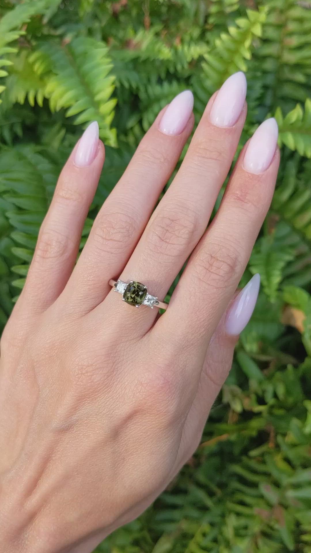 1.67 Ct. Alexandrite Natural Diamond Three Stone Ring, 14K White Gold Size Video