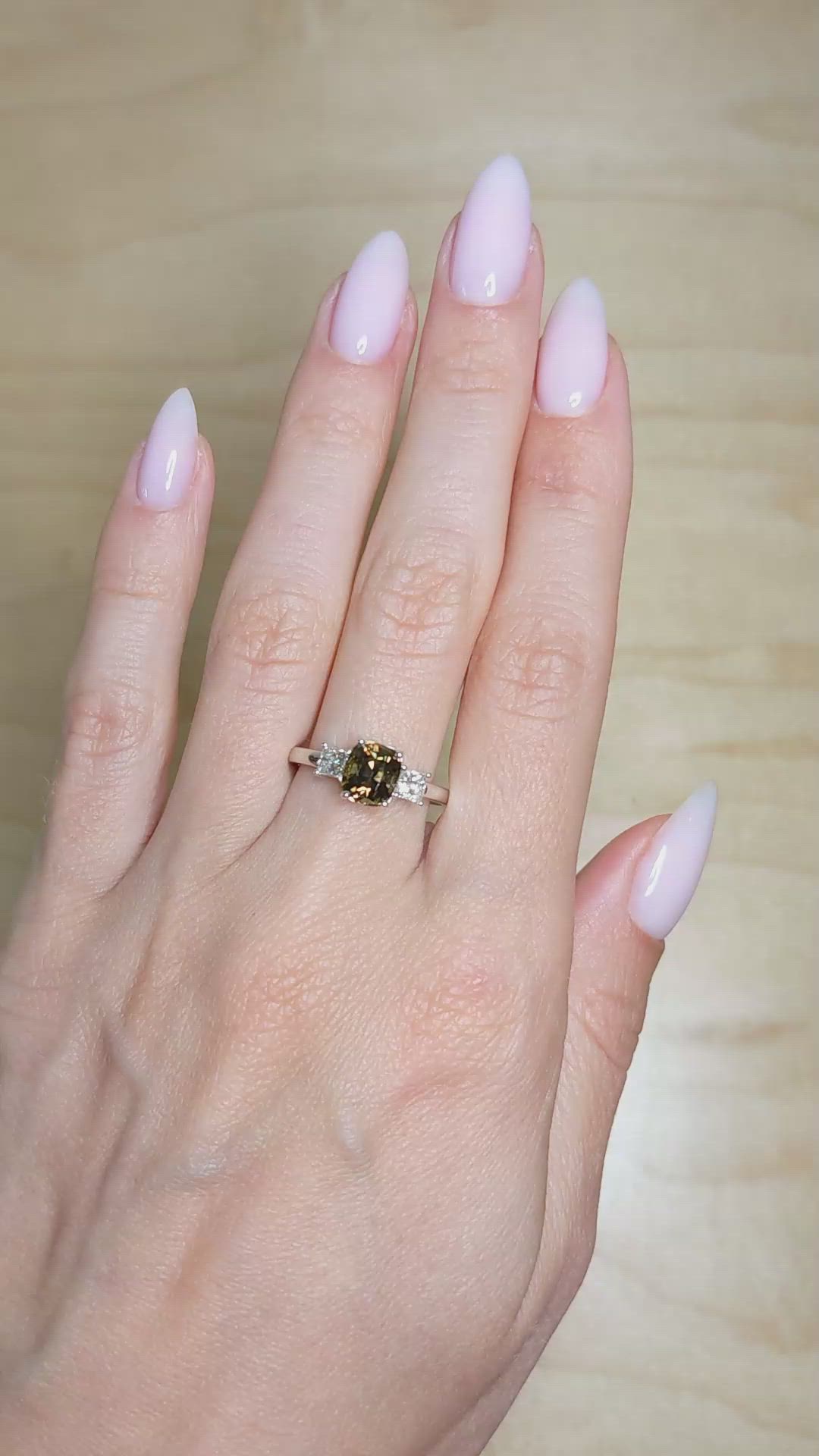 1.67 Ct. Alexandrite Natural Diamond Three Stone Ring, 14K White Gold Size Video