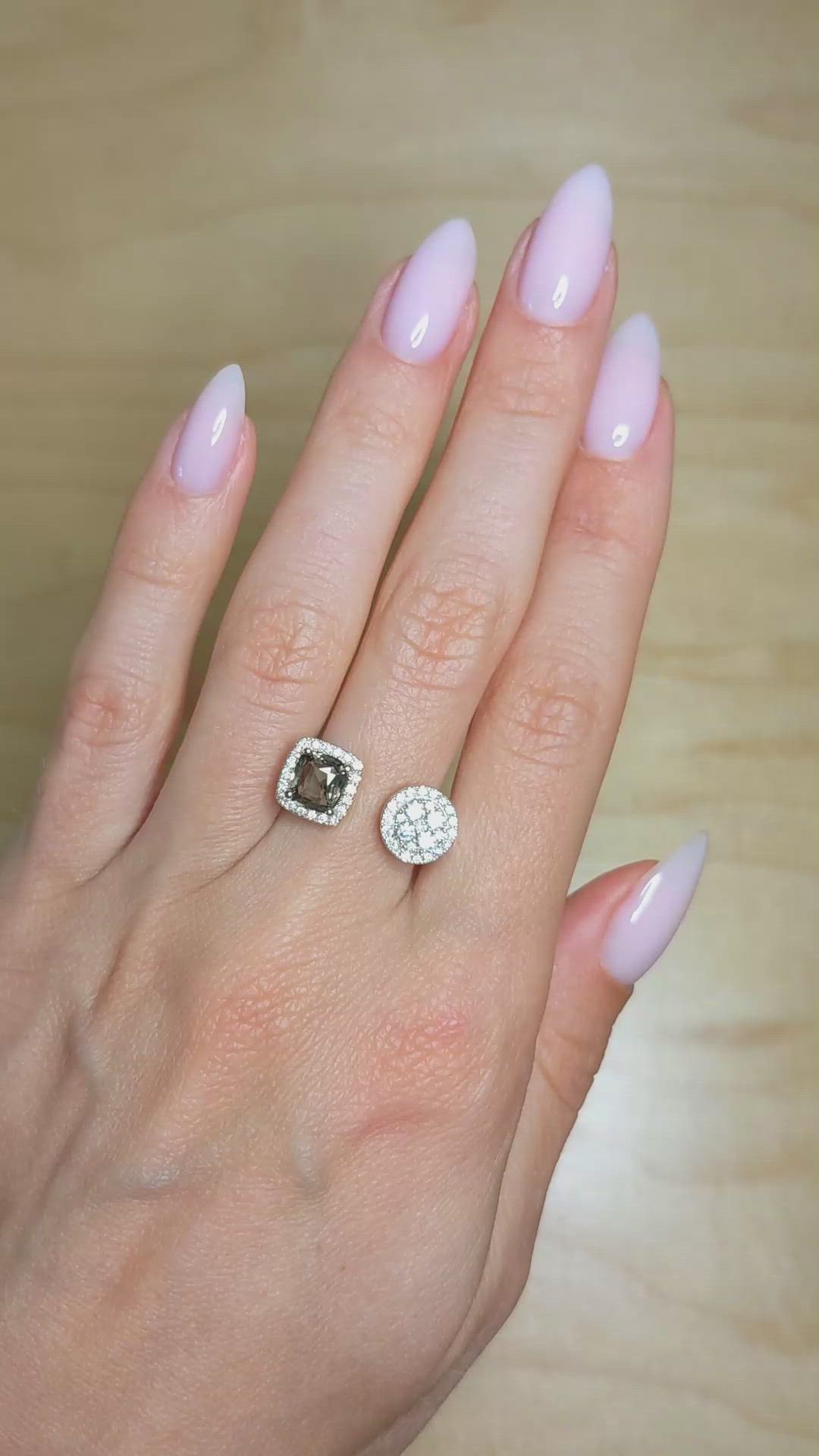 1.03 Ct. Alexandrite Natural Diamond Pave Ring, 18K White Gold Size Video
