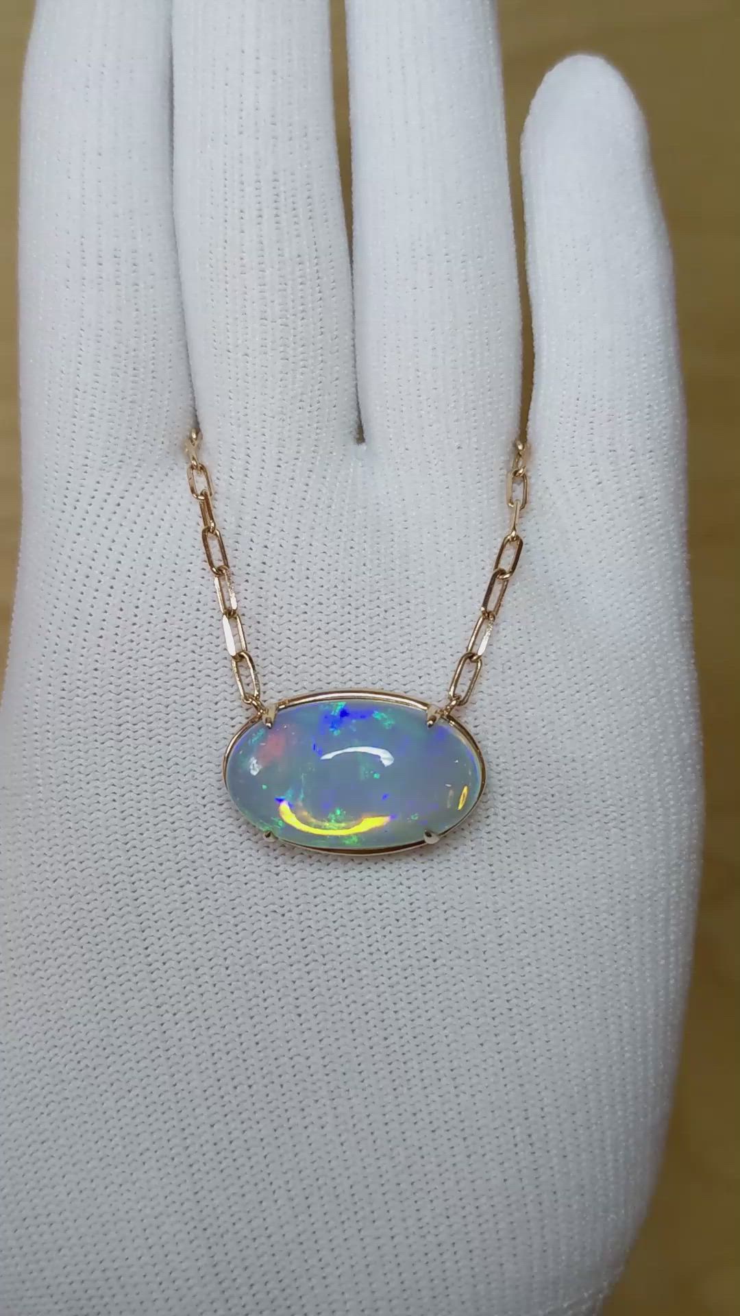 14.45 Ct. Opal Antique Style Necklace, 14K Rose Gold Size Video
