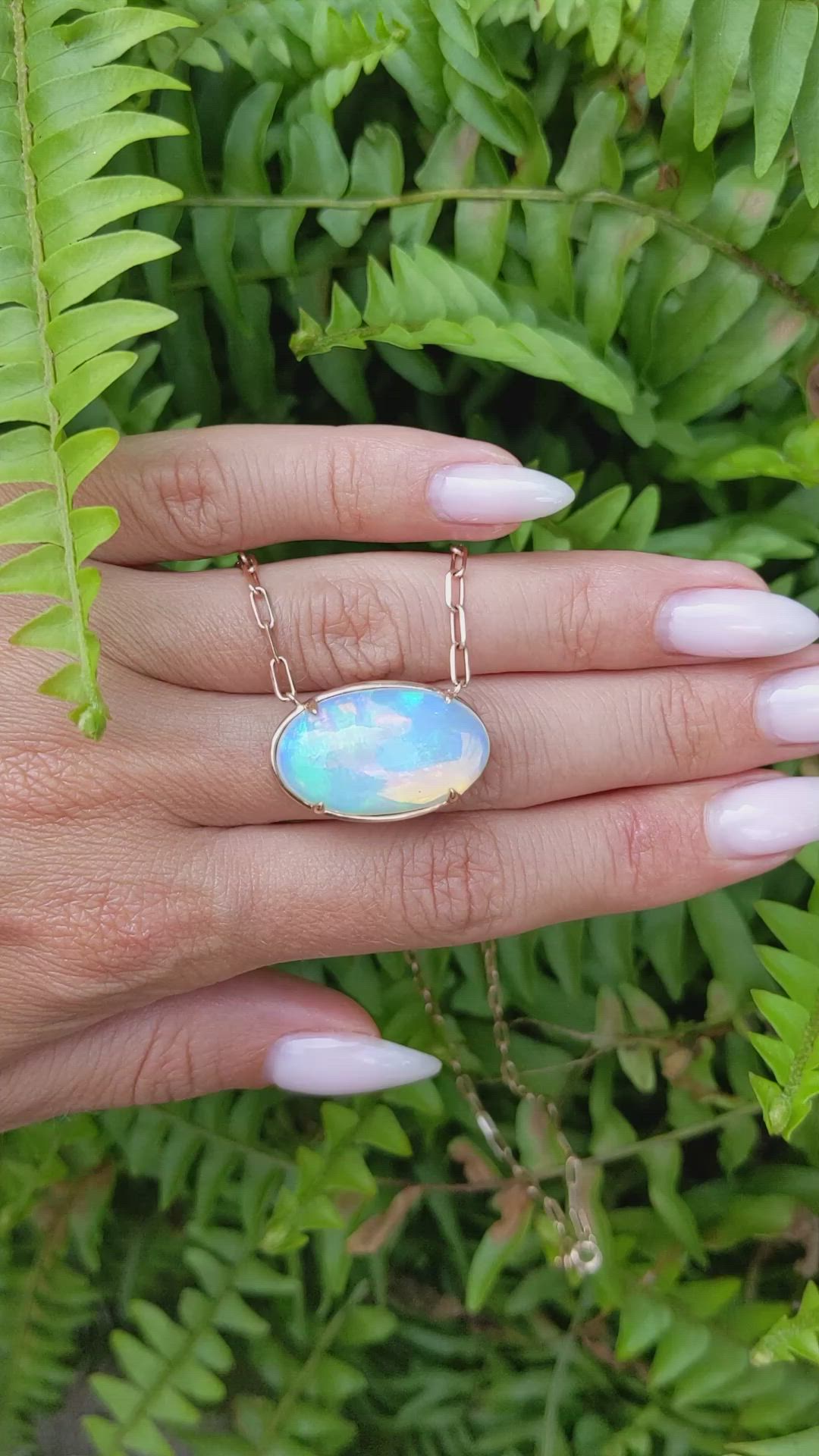 14.45 Ct. Opal Antique Style Necklace, 14K Rose Gold Size Video