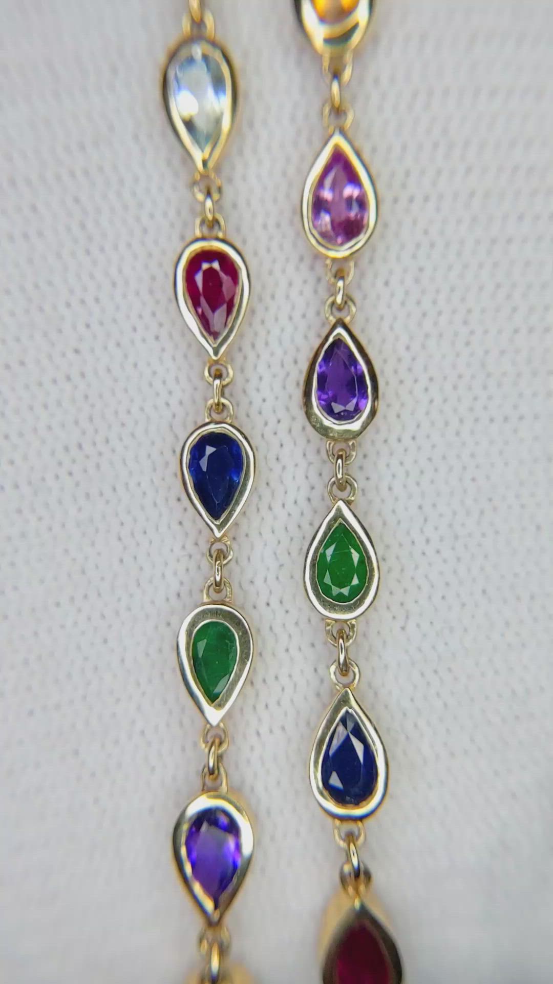 7.40 Ct. Sapphire Sapphire Bezel Necklace, 14K Yellow Gold Size Video