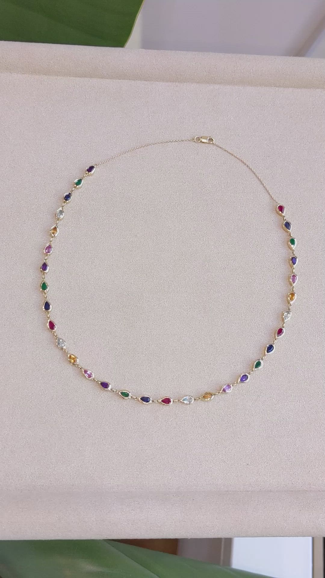 7.40 Ct. Sapphire Sapphire Bezel Necklace, 14K Yellow Gold Size Video