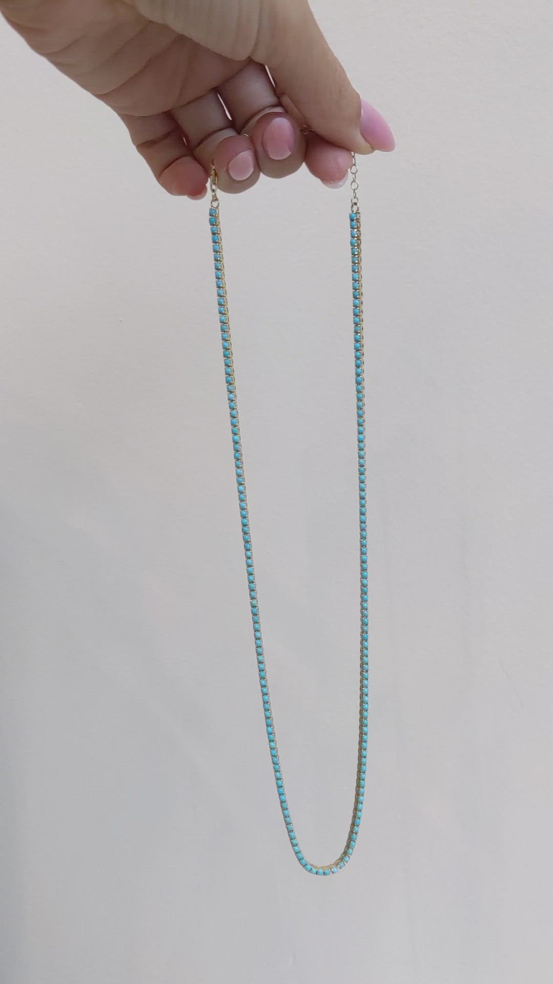 6.71 Ct. Turquoise Accent Stones Necklace, 14K Yellow Gold Size Video