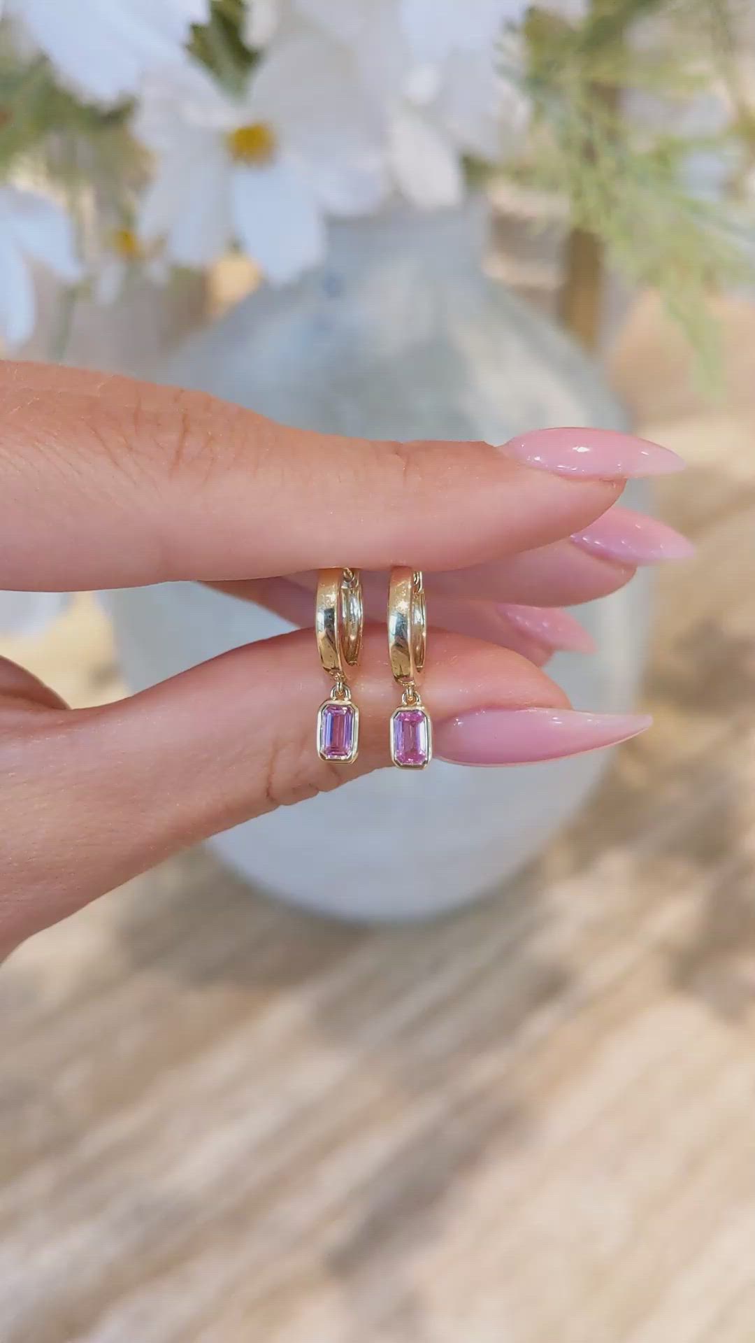 0.63 Ct.Tw. Tourmaline Bezel Earrings, 14K Yellow Gold Size Video