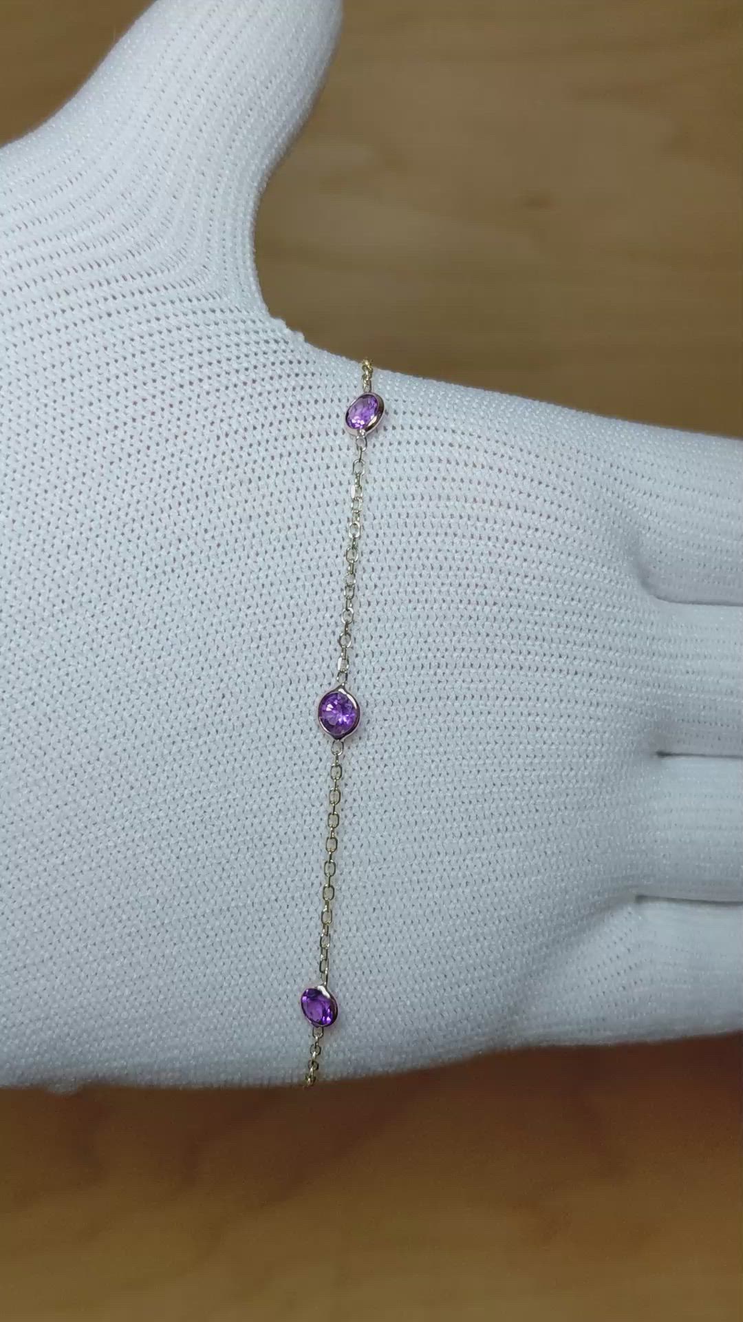 1.25 Ct.Tw. Amethyst Tennis/Line Bracelet, 14K Yellow Gold Size Video