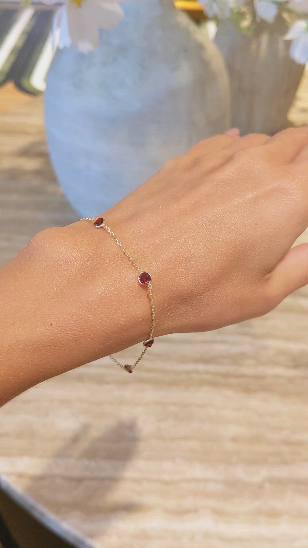 1.75 Ct.Tw. Garnet Tennis/Line Bracelet, 14K Yellow Gold Size Video
