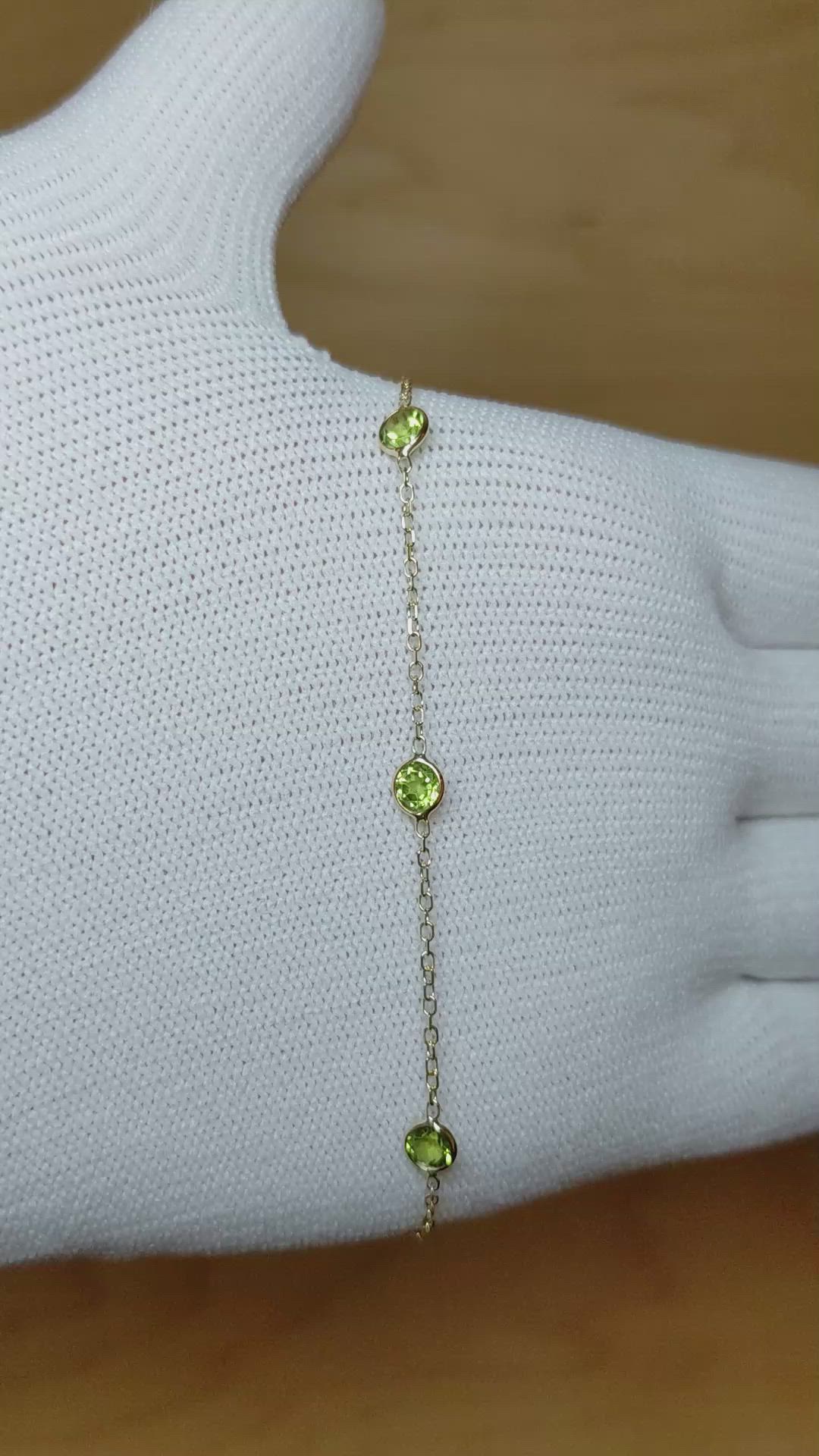 1.50 Ct.Tw. Peridot Tennis/Line Bracelet, 14K Yellow Gold Size Video