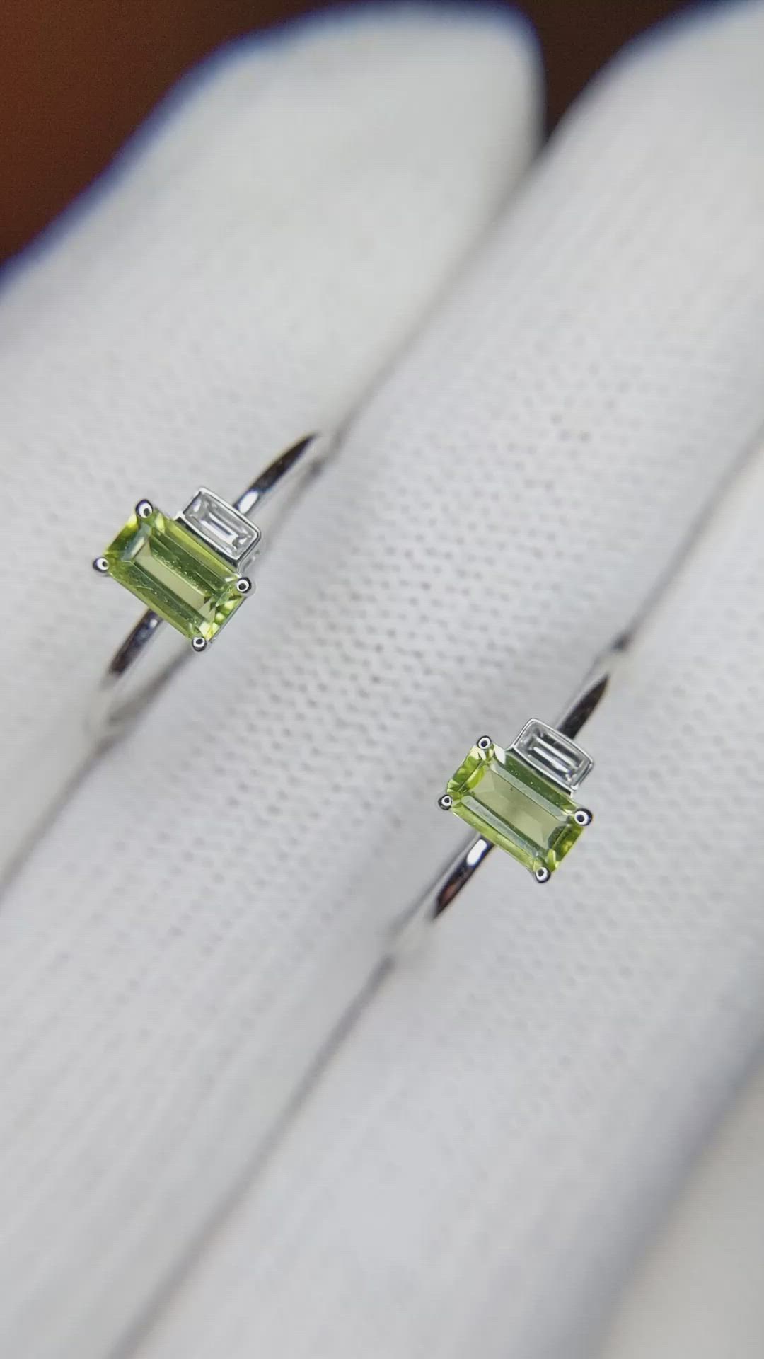0.66 Ct.Tw. Peridot Natural Diamond Hoops Earrings, 14K White Gold Size Video