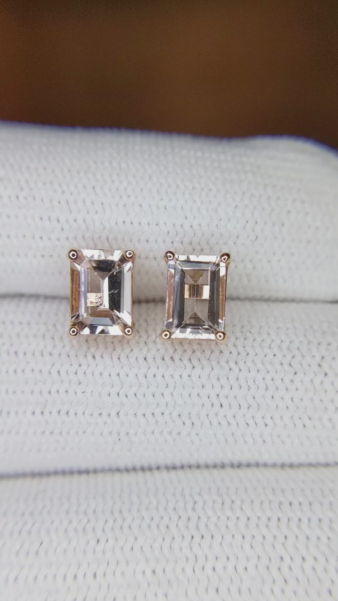 1.60 Ct.Tw. Morganite Studs Earrings, 14K Rose Gold Size Video