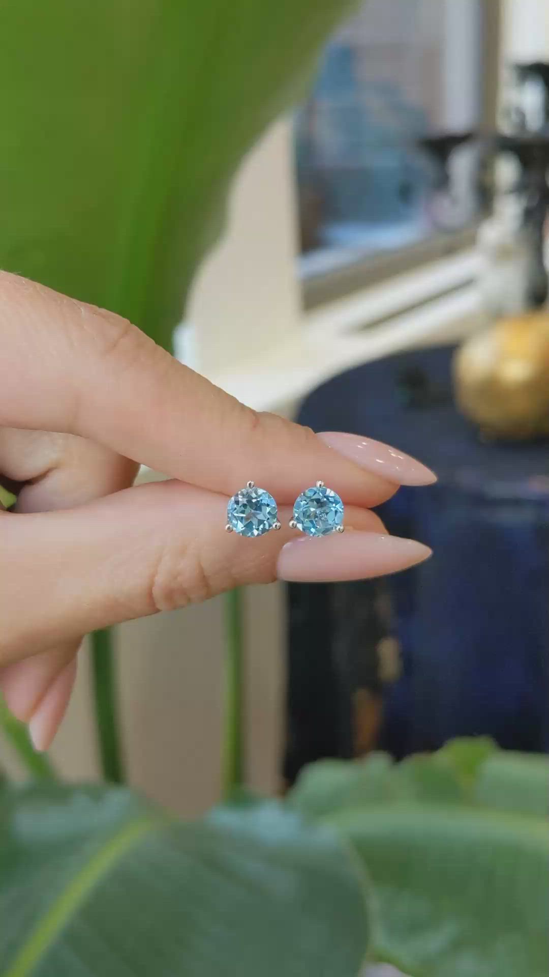 2.10 Ct.Tw. Topaz Studs Earrings, 14K White Gold Size Video