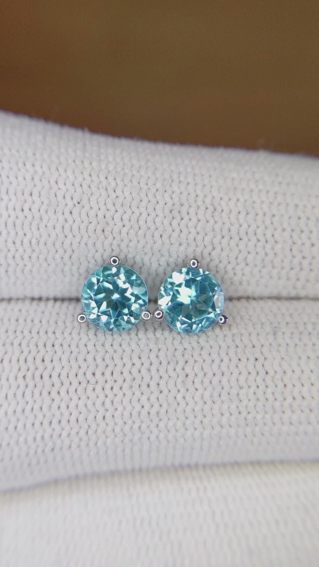 2.10 Ct.Tw. Topaz Studs Earrings, 14K White Gold Size Video