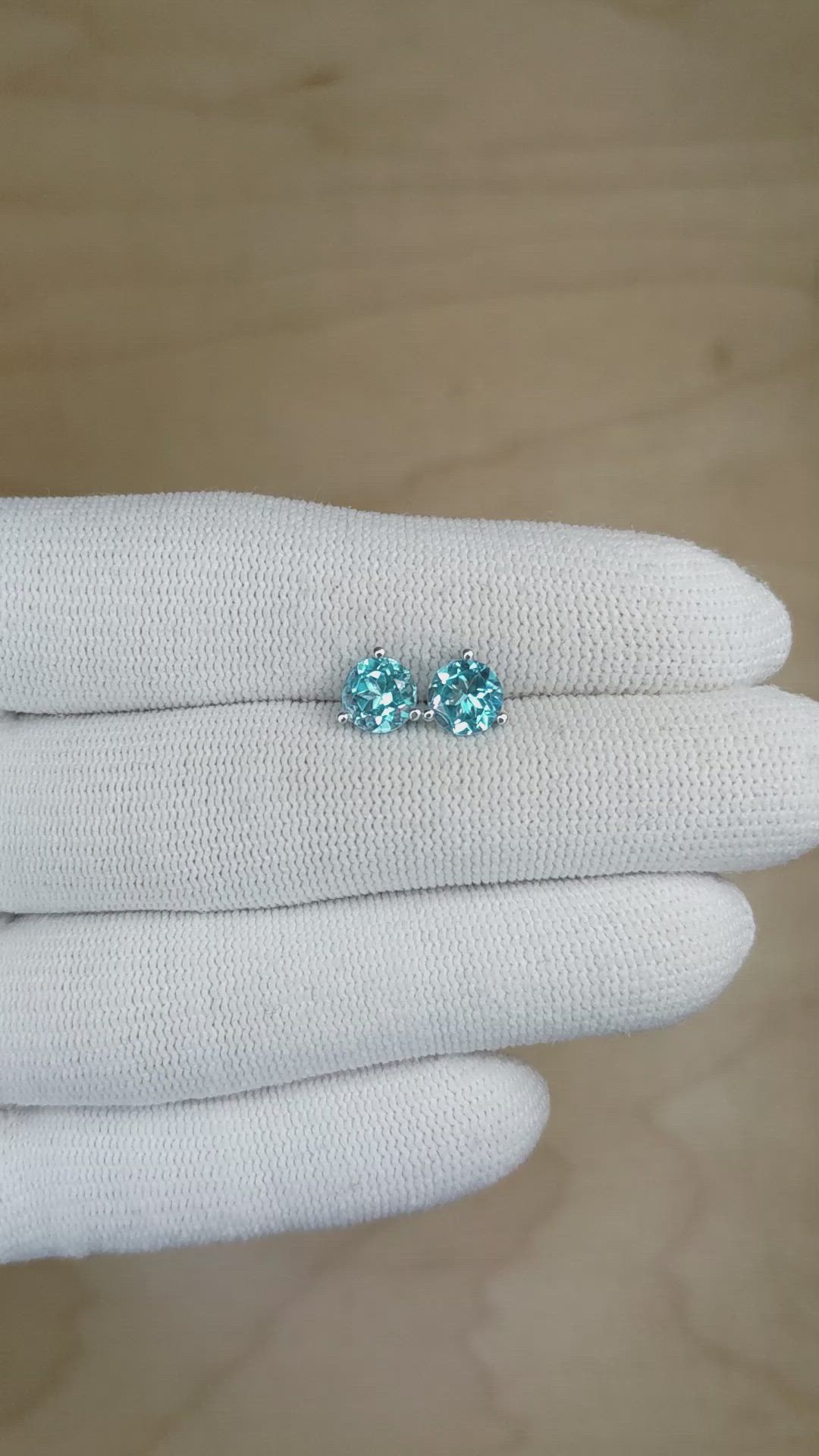 2.10 Ct.Tw. Topaz Studs Earrings, 14K White Gold Size Video