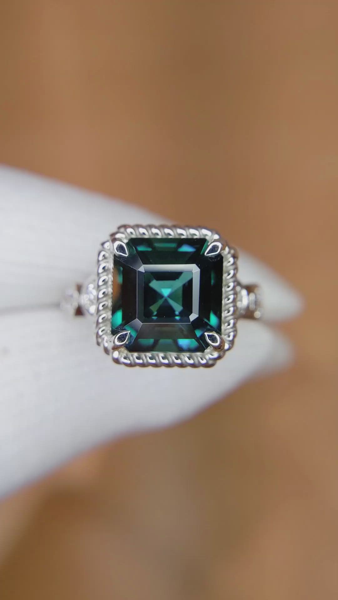 5.21 Ct. Tourmaline Natural Diamond Halo Ring, 18K White Gold Size Video