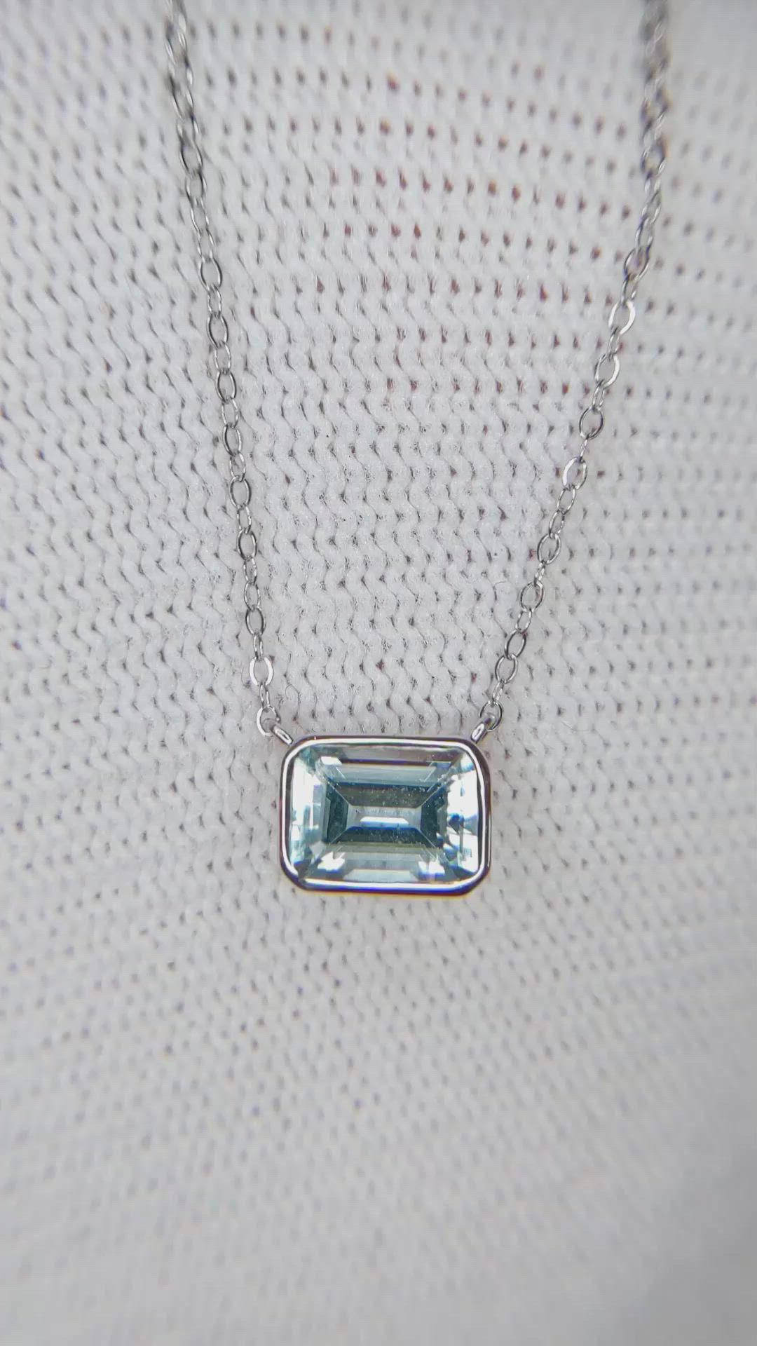 0.84 Ct. Aquamarine Bezel Necklace, 14K White Gold Size Video