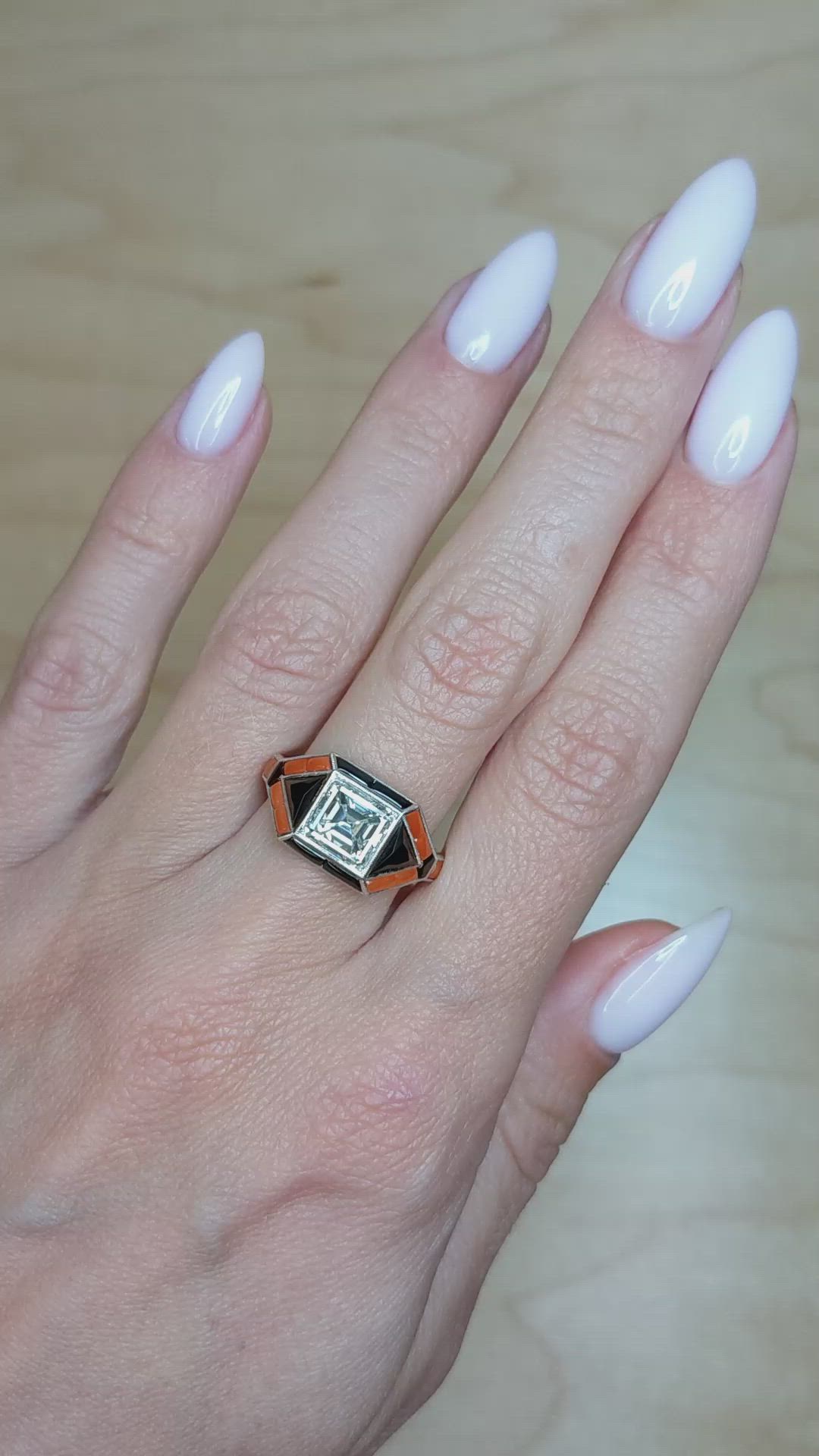 3.59 Ct. Natural Diamond Onyx Bezel Ring, Platinum 950 Size Video
