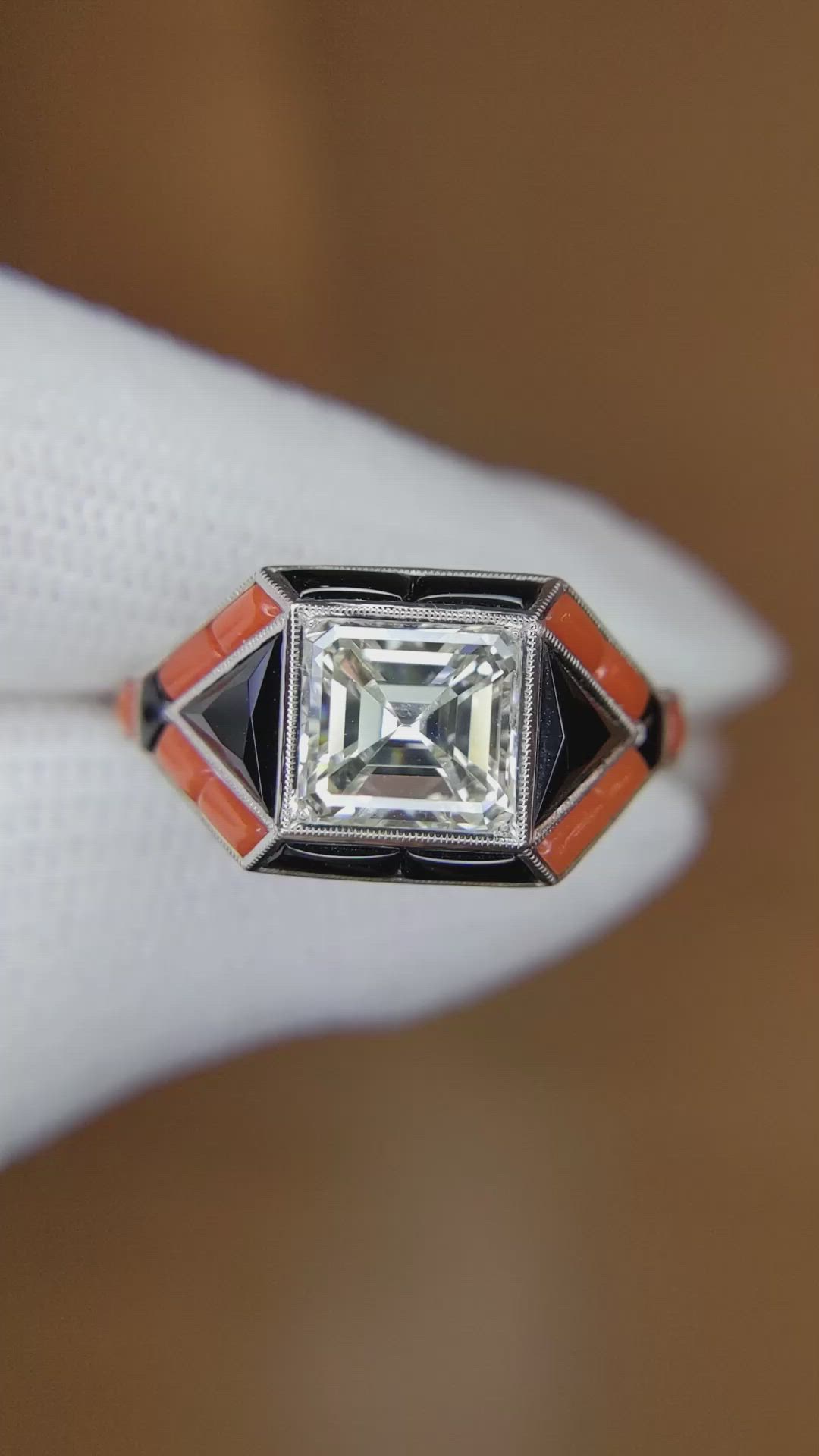 3.59 Ct. Natural Diamond Onyx Bezel Ring, Platinum 950 Size Video