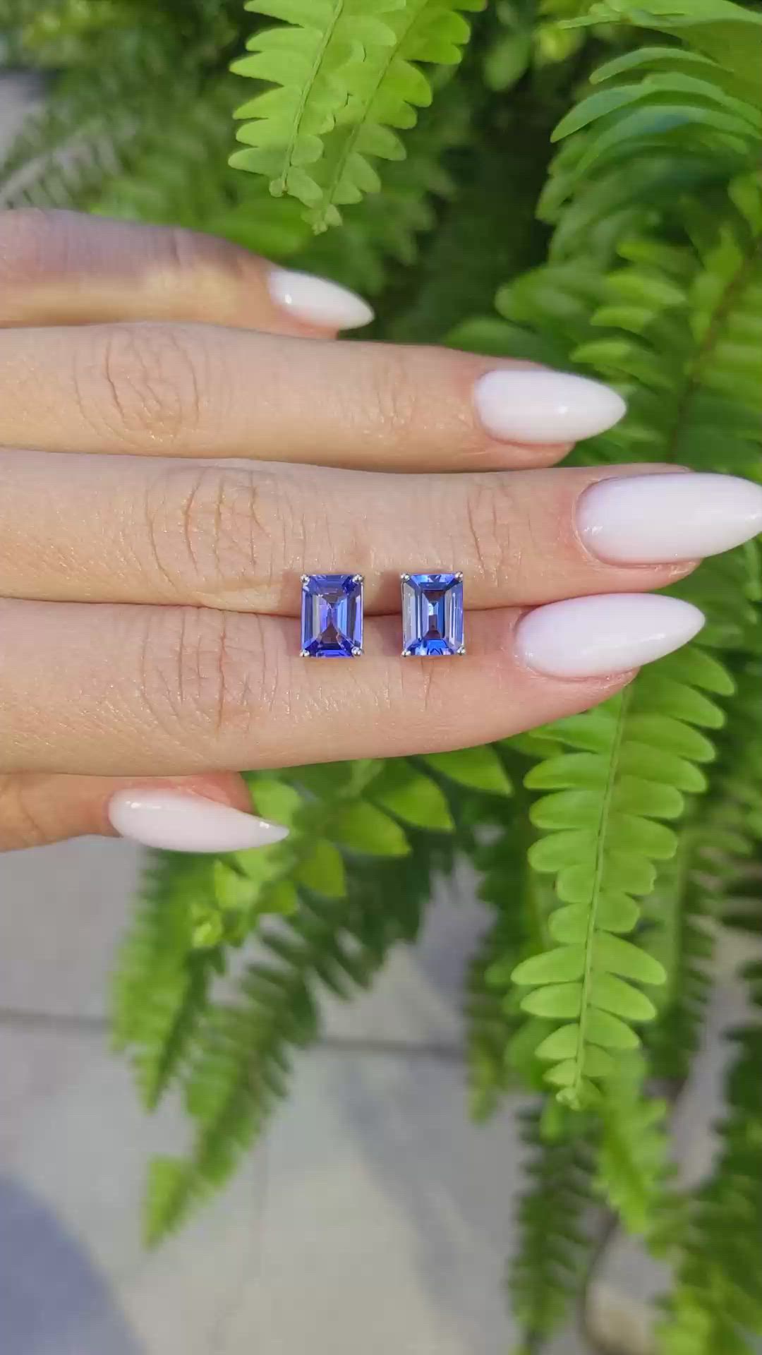 2.60&nbsp;Ct.Tw.Total Carat Weight Violet Tanzanite Studs Earrings, 14K White Gold Size Video