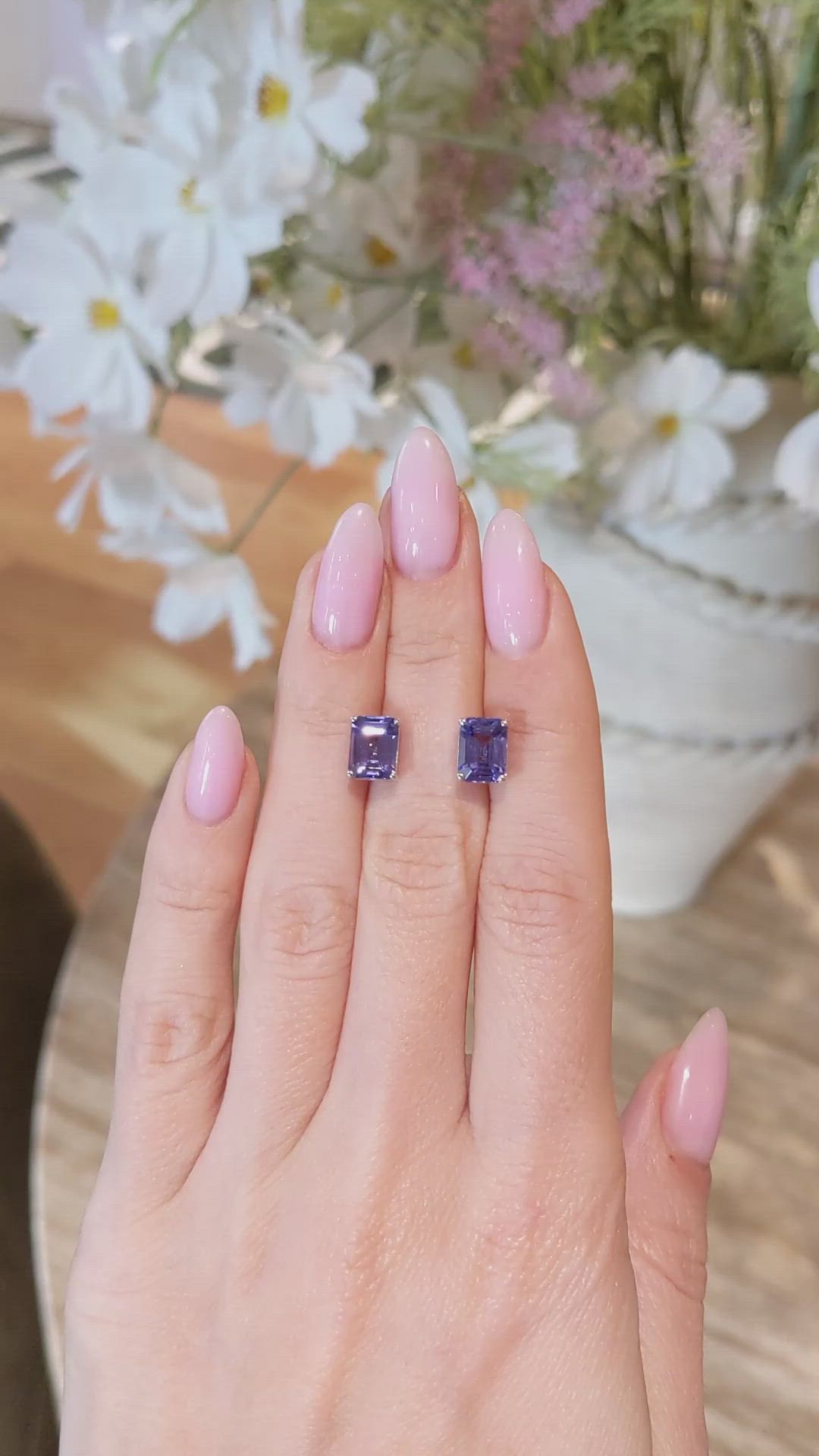 2.60&nbsp;Ct.Tw.Total Carat Weight Violet Tanzanite Studs Earrings, 14K White Gold Size Video