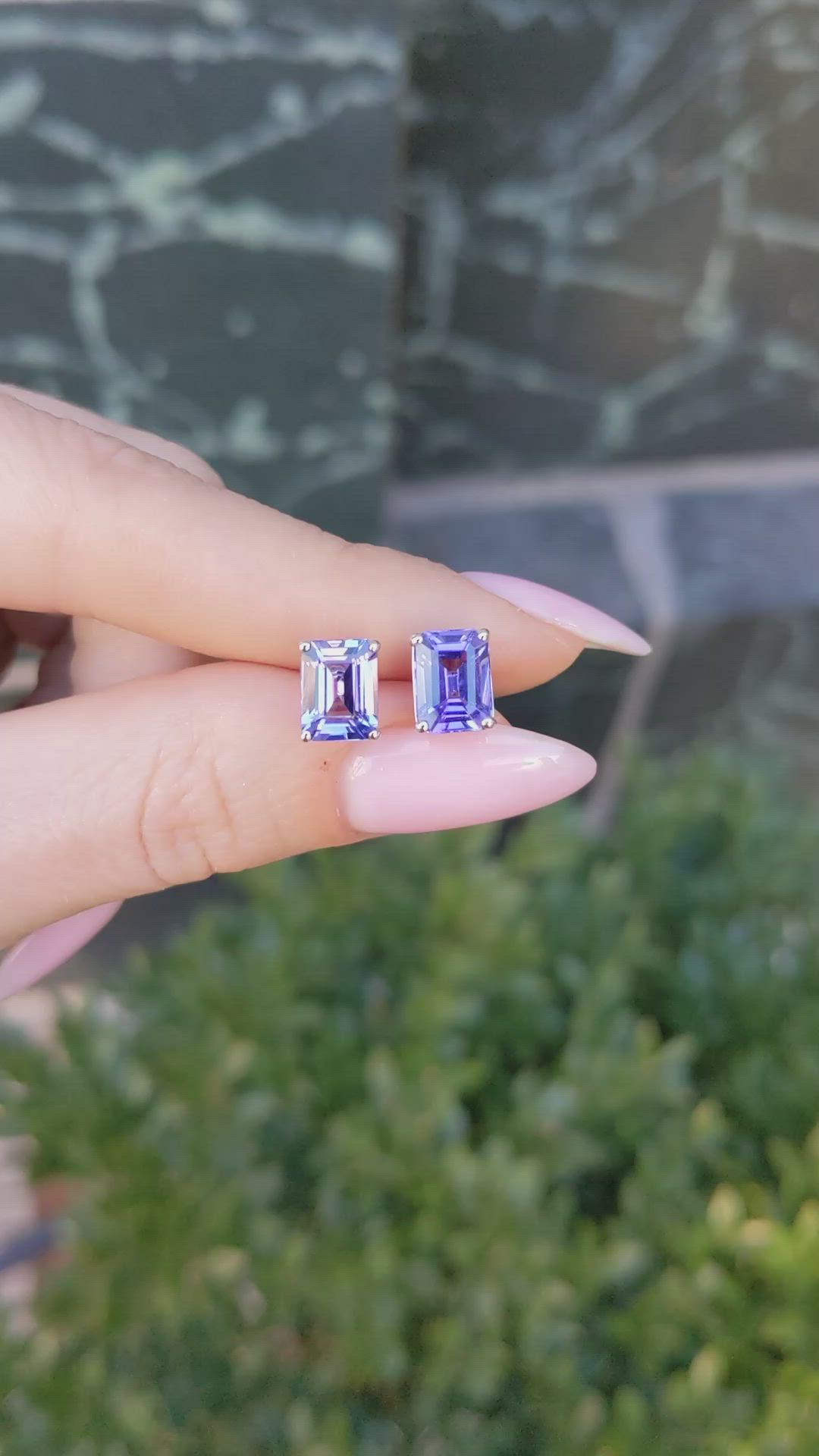 2.60&nbsp;Ct.Tw.Total Carat Weight Violet Tanzanite Studs Earrings, 14K White Gold Size Video